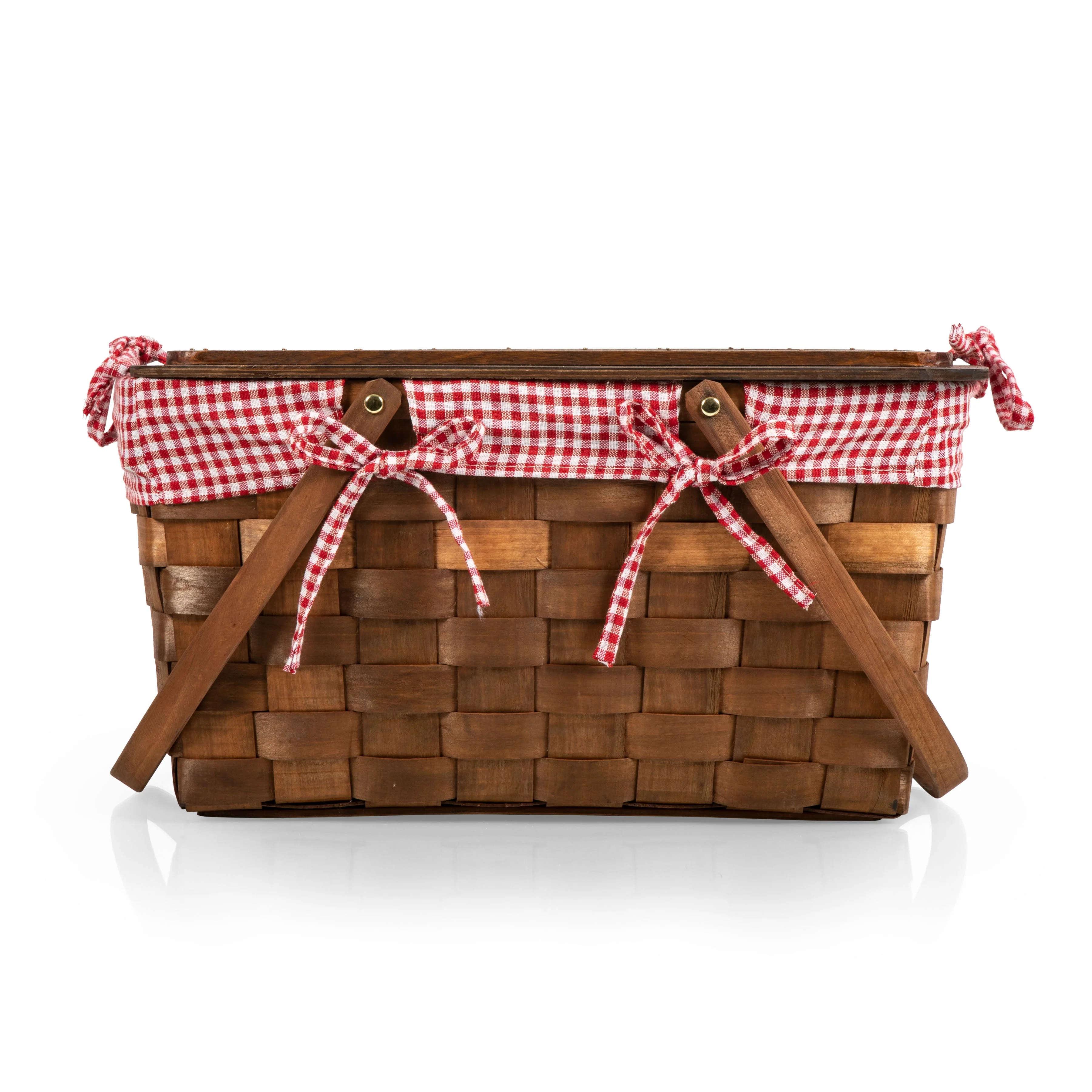 Kansas Handwoven Wood Picnic Basket - Image 8