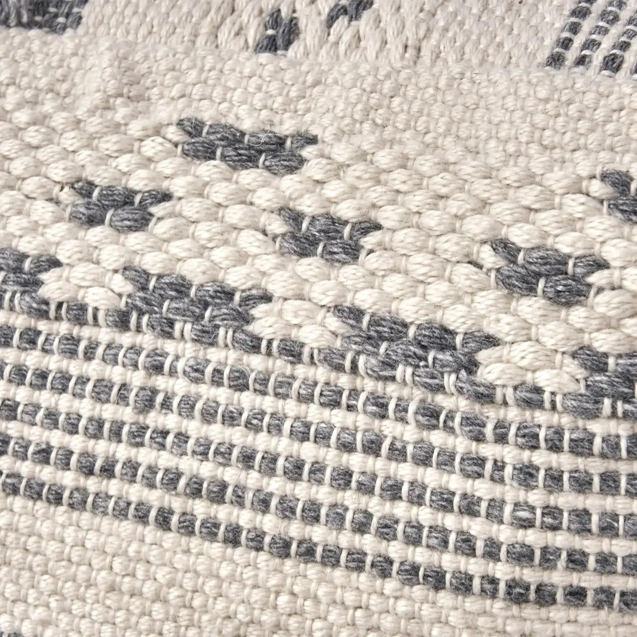 Karim Faux Yarn Large Accent Pouf in Ivory and Gray - Image 3