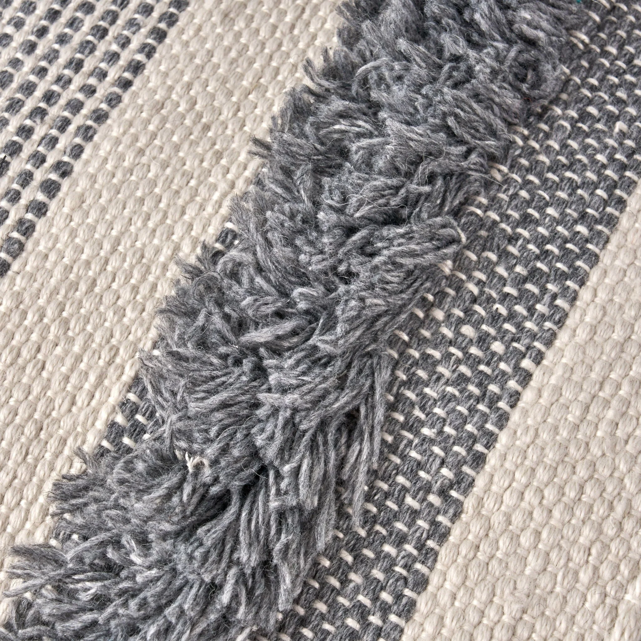 Karim Faux Yarn Large Accent Pouf in Ivory and Gray - Image 5