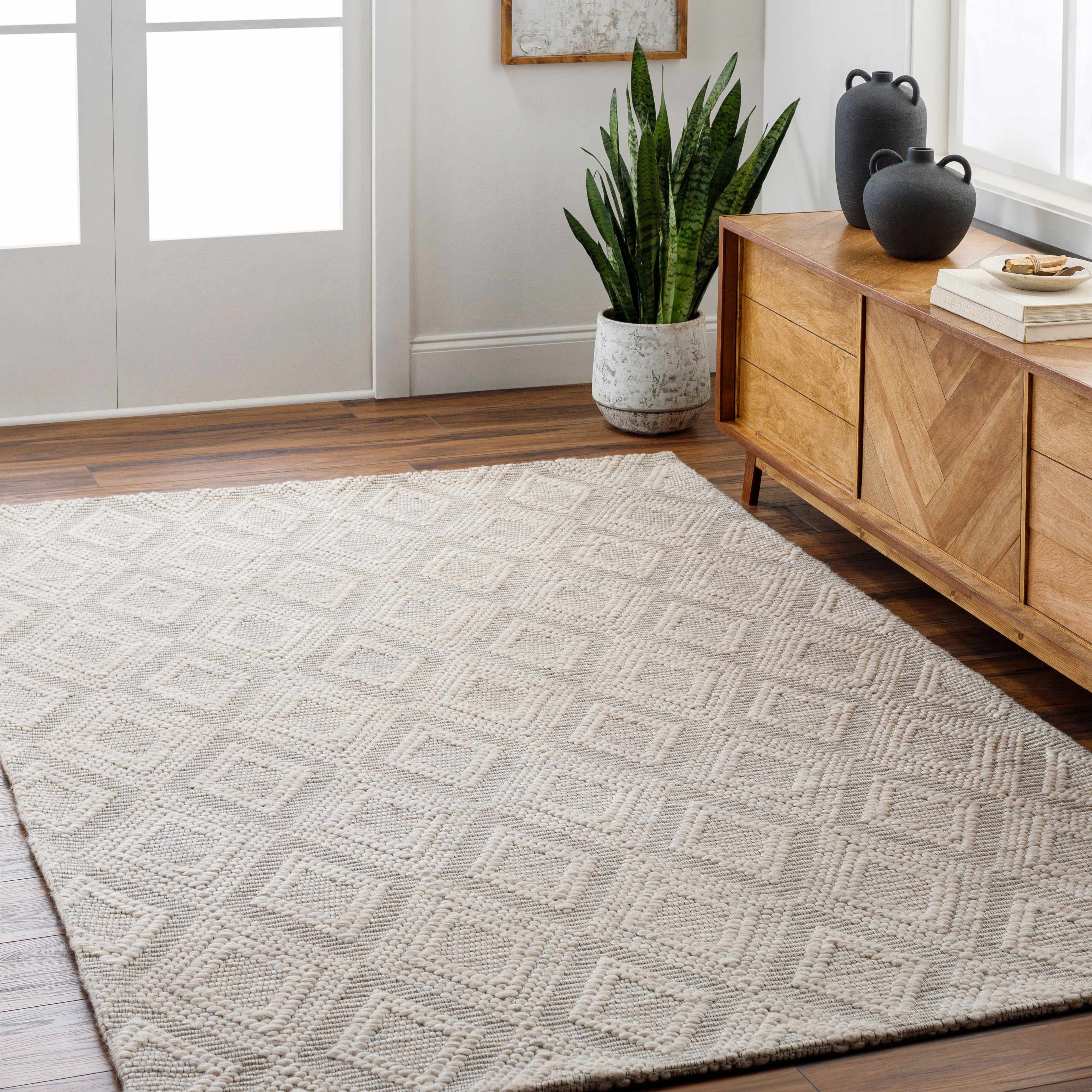 Kasib Beige Hand Woven Area Rug - Clearance - Image 2