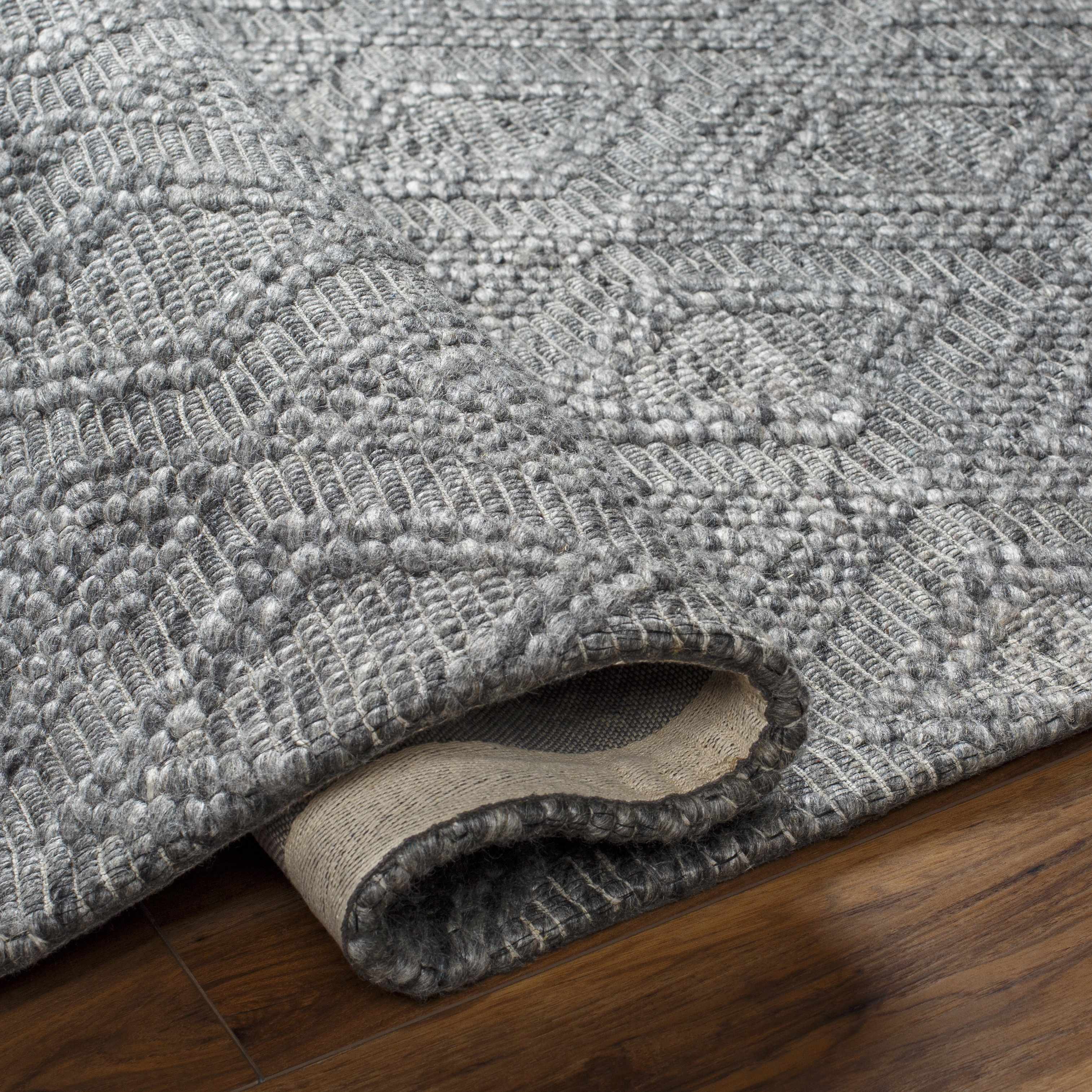 Kasib Dark Gray Hand Woven Area Rug - Clearance - Image 5