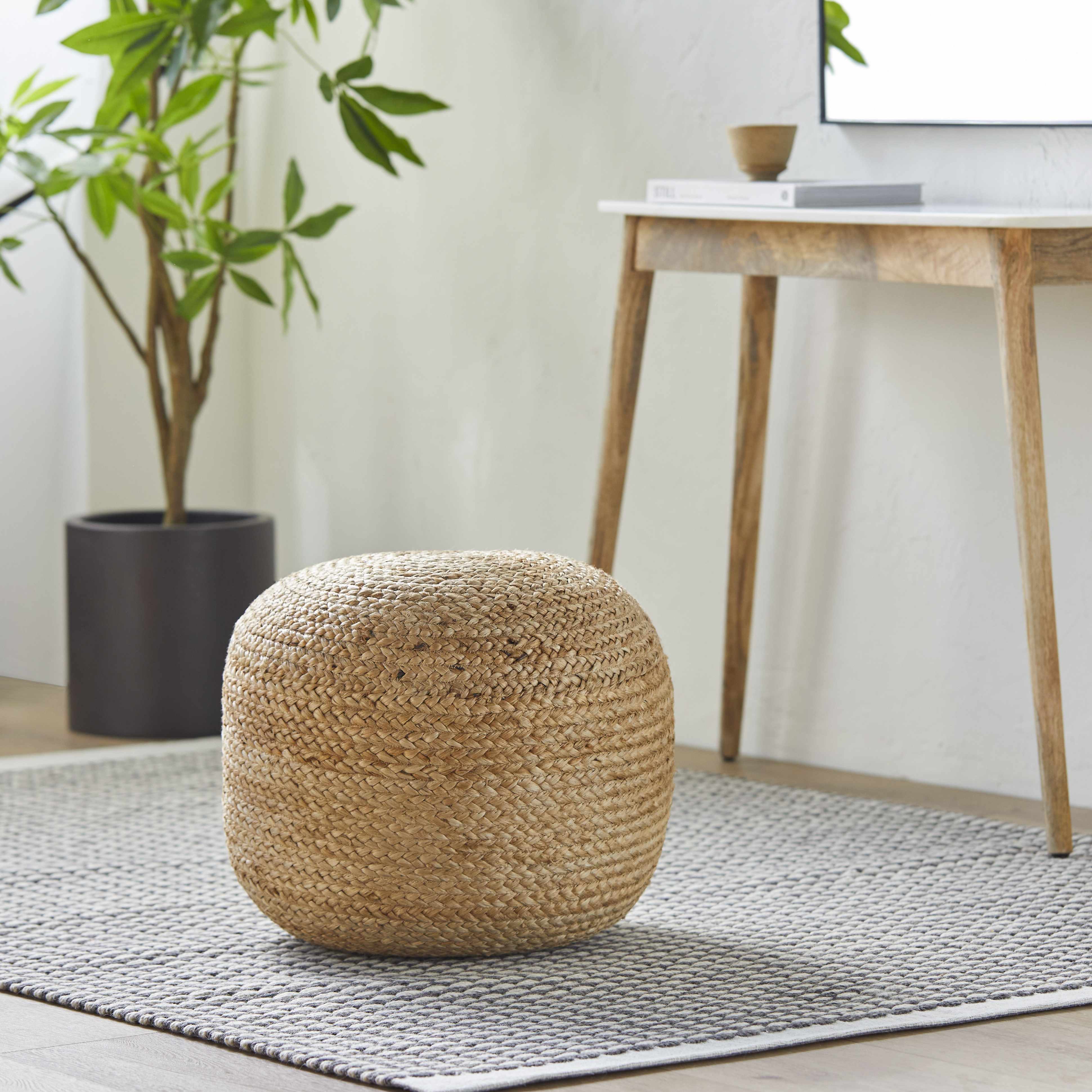 Kaumakani Knitted Jute Round Pouf - Image 3