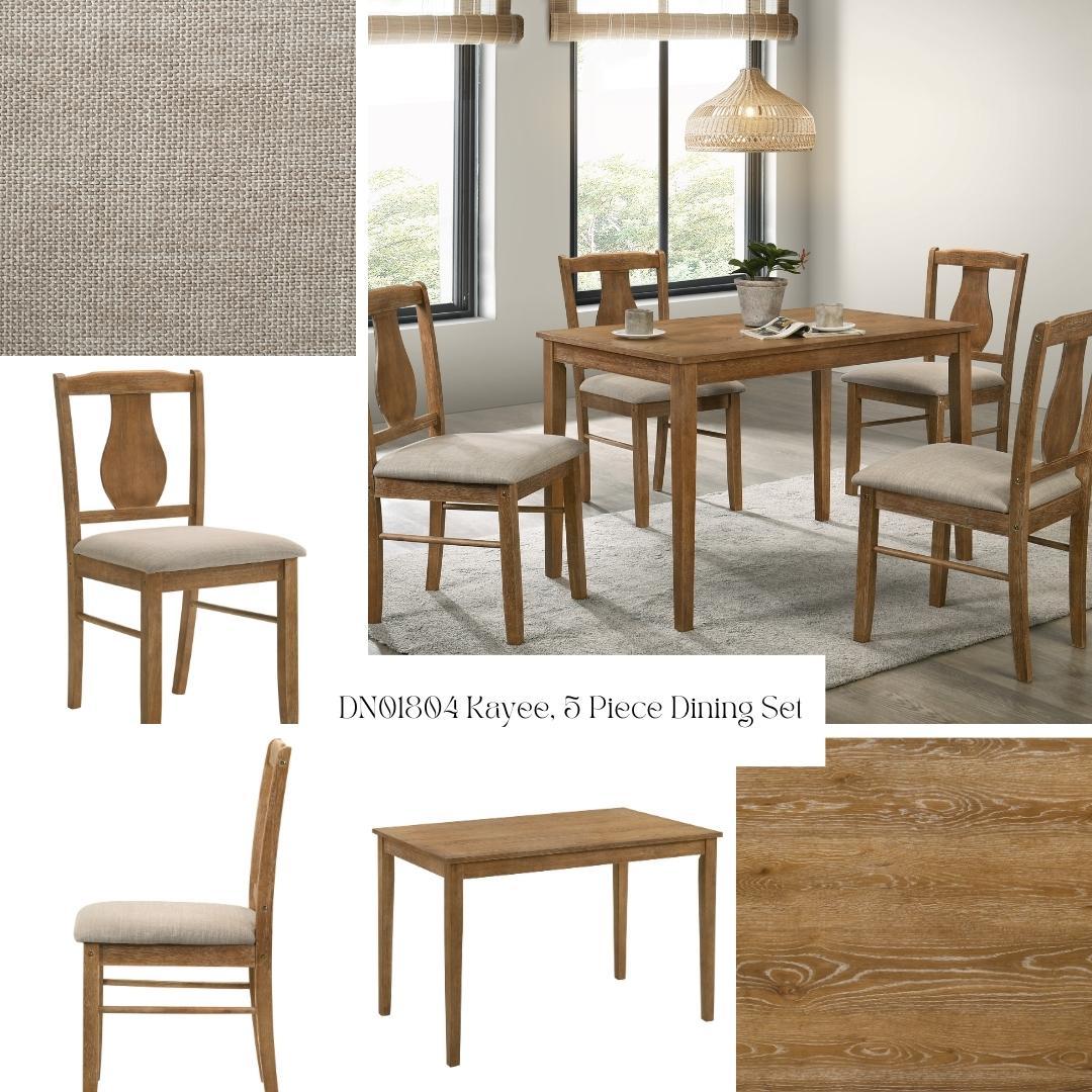 Kayee - 5 Pieces Pack Dining Set - Weathered Oak - Image 3