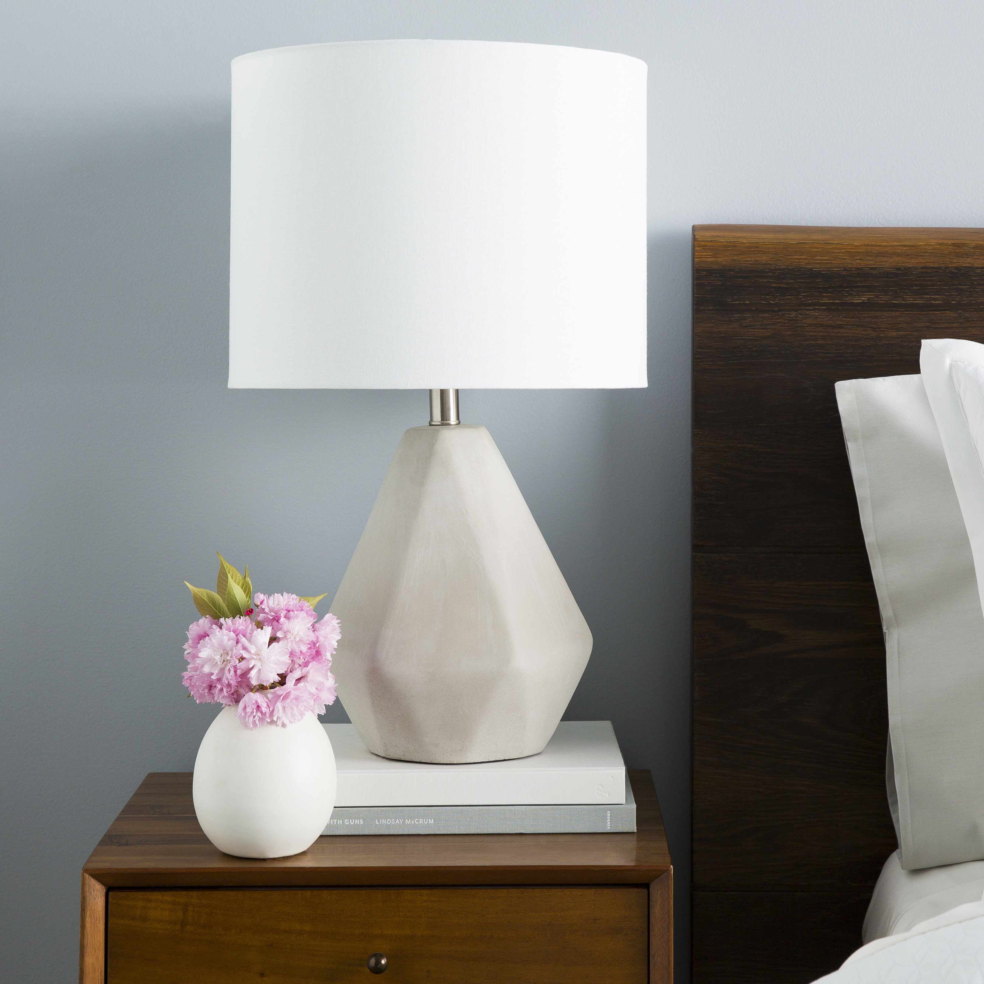 Keles Ribbed Ceramic Gray Table Lamp - Image 2