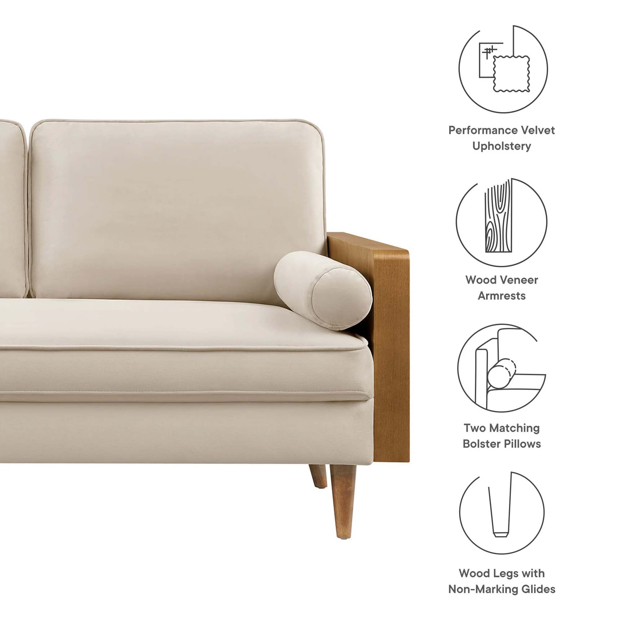 Kellan Performance Velvet Loveseat by Modway - Image 18
