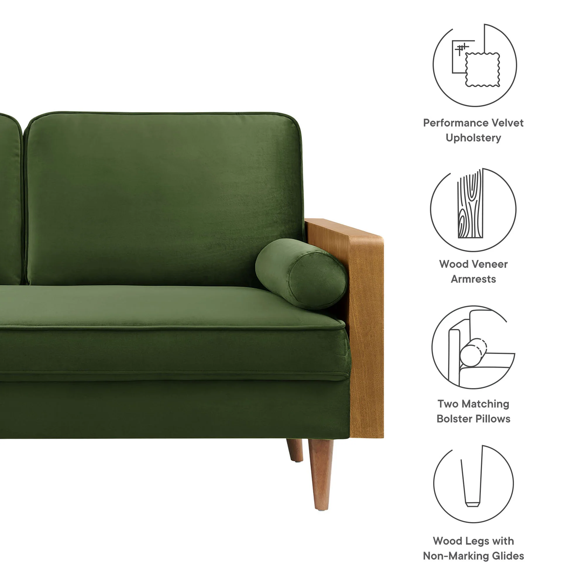 Kellan Performance Velvet Loveseat by Modway - Image 2