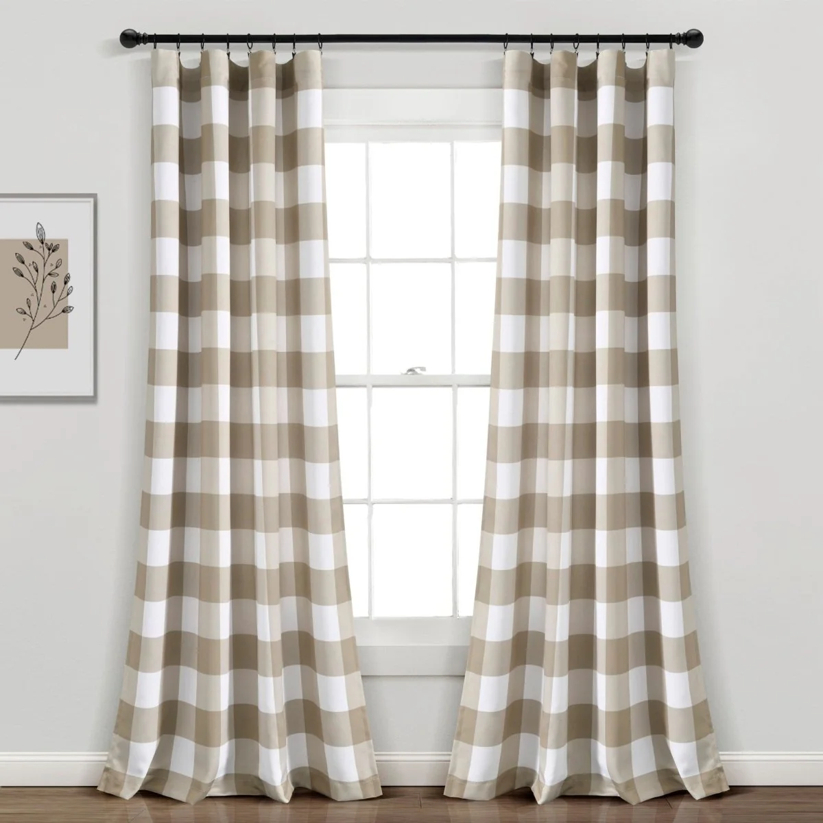 Kelly Checker Light Filtering Window Curtain Panel Set - Image 2