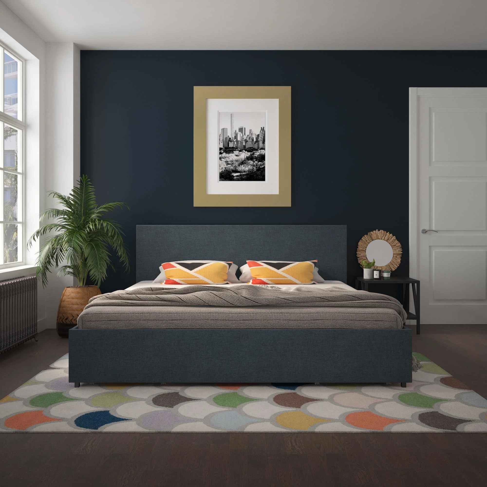 Kelly - King Upholstered Bed With Storage - Navy - Image 4