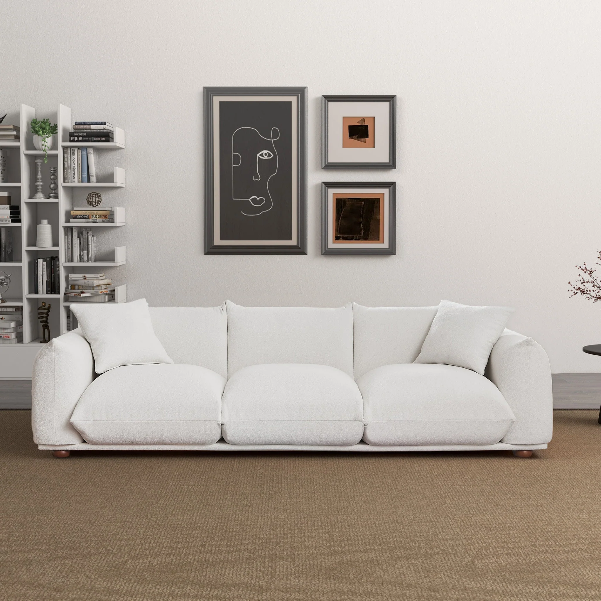 Kely Modern 100'' Cream Boucle Upholstered Sofa - Image 2