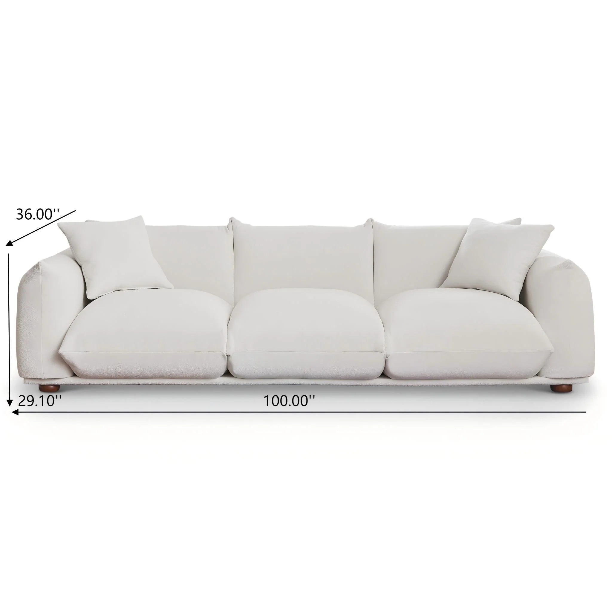 Kely Modern 100'' Cream Boucle Upholstered Sofa - Image 3