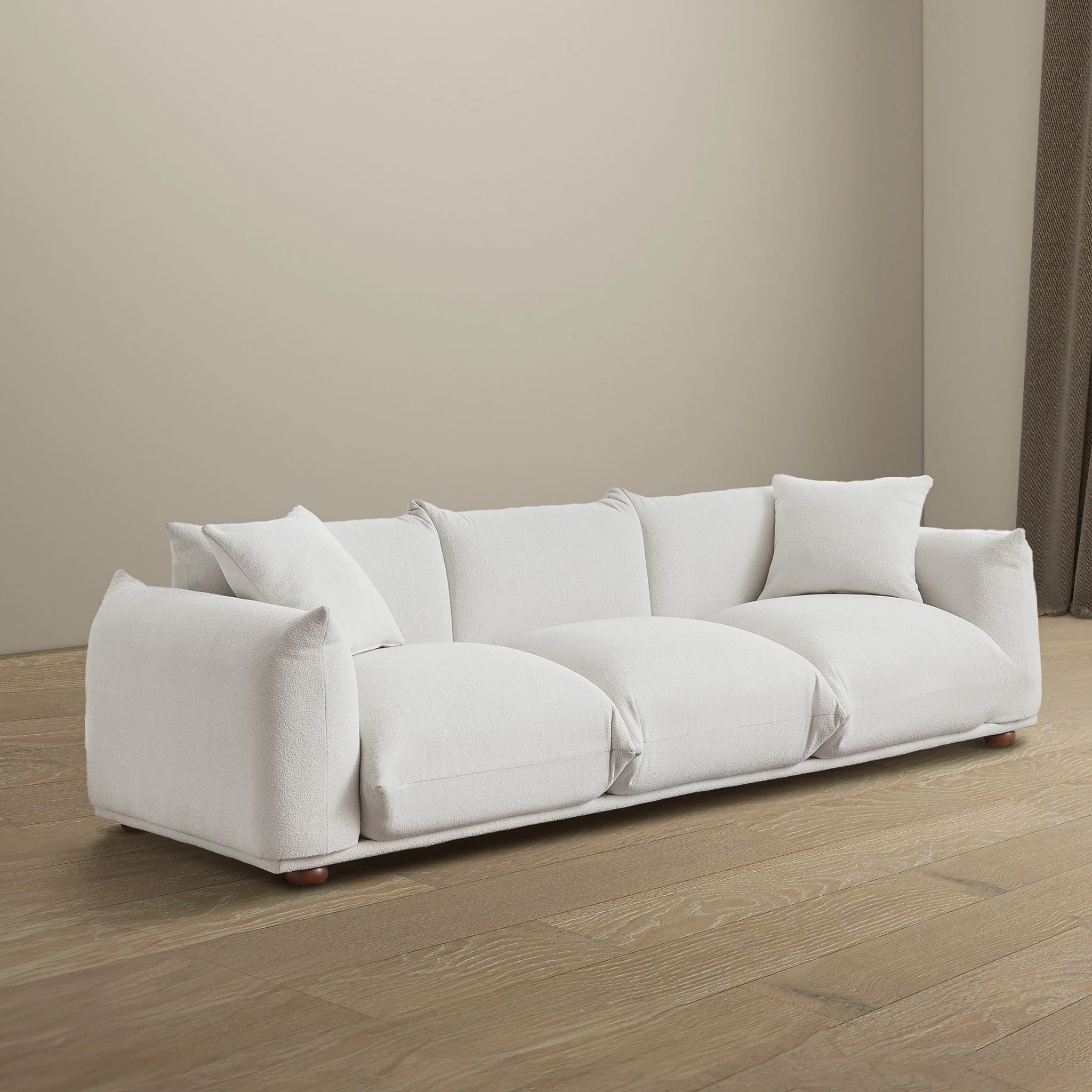Kely Modern 100'' Cream Boucle Upholstered Sofa - Image 5