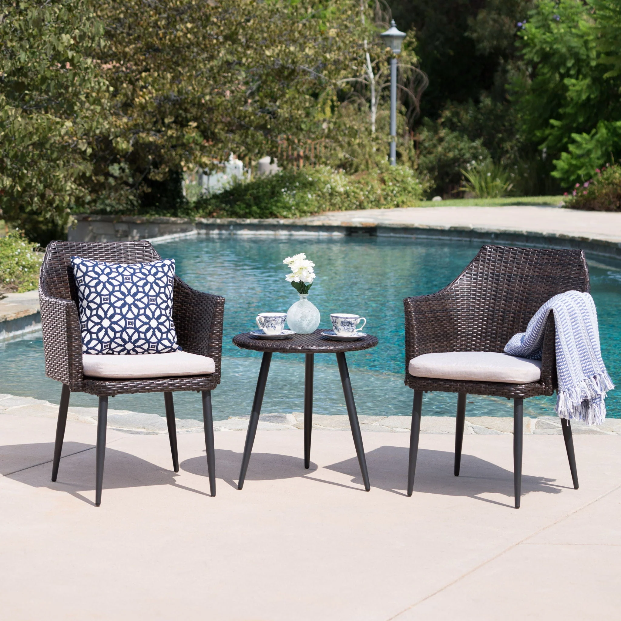 Kenneth 3-Piece Chat Set Outdoor Furniture - Brown Multi - Image 3