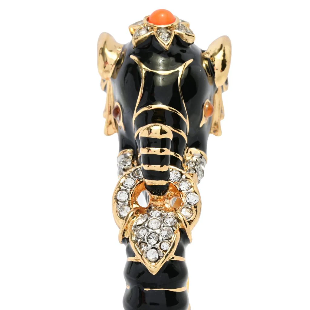 Kenneth Jay Lane 22K Gold Plated Enamel & Simulated Topaz Elephant Bangle Bracelet - Image 2