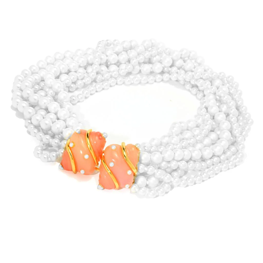 Kenneth Jay Lane Simulated Pearl & Conch Shell Multi-Strand Necklace - Image 3