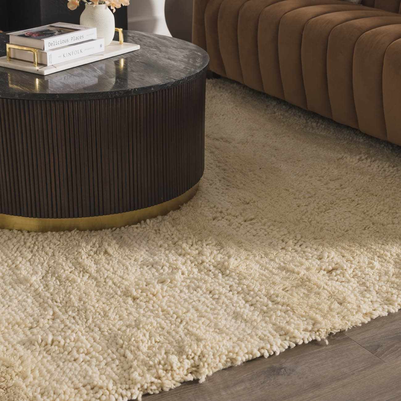 Kettering Solid Cream Wool Shag Rug - Image 13