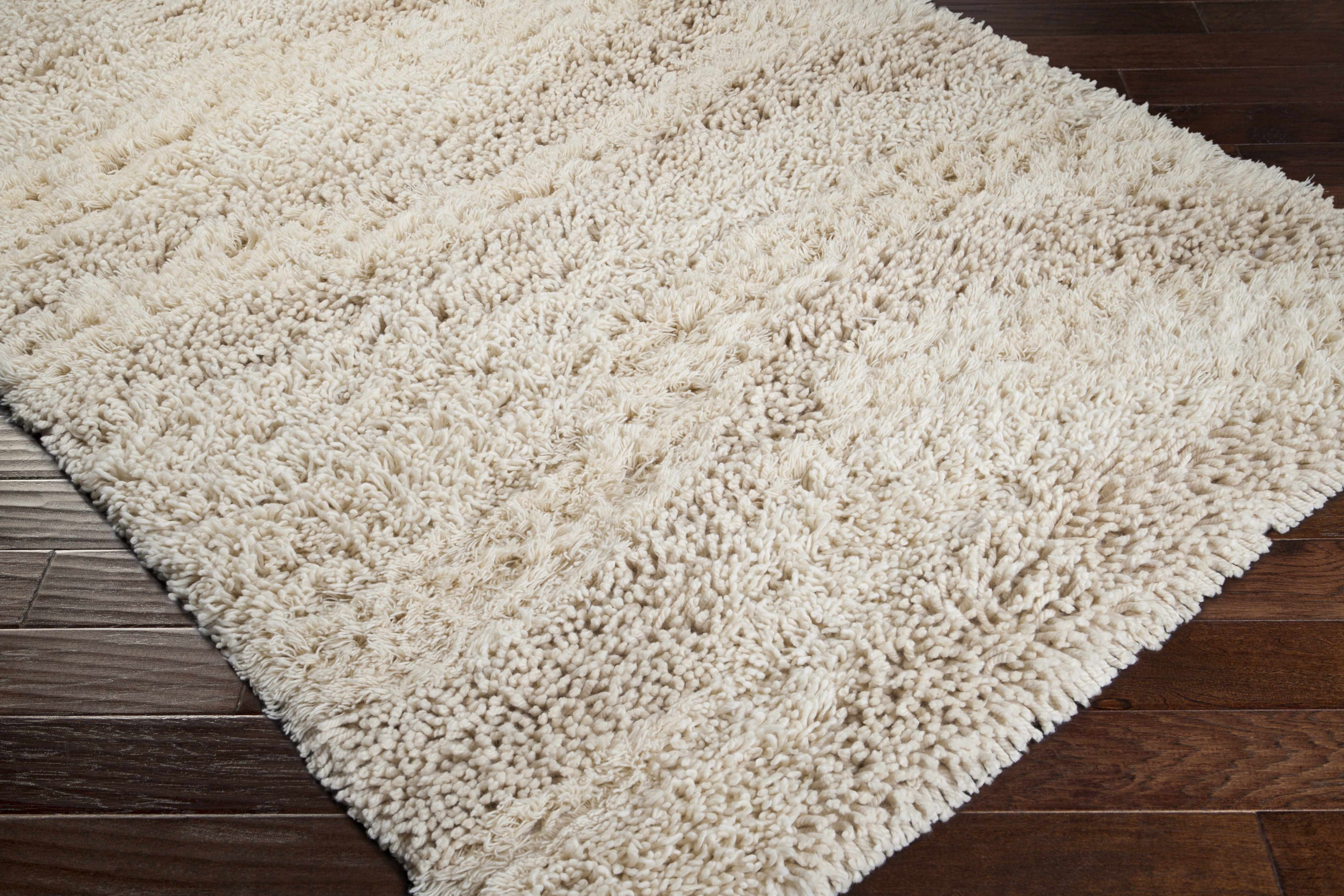 Kettering Solid Cream Wool Shag Rug - Image 4