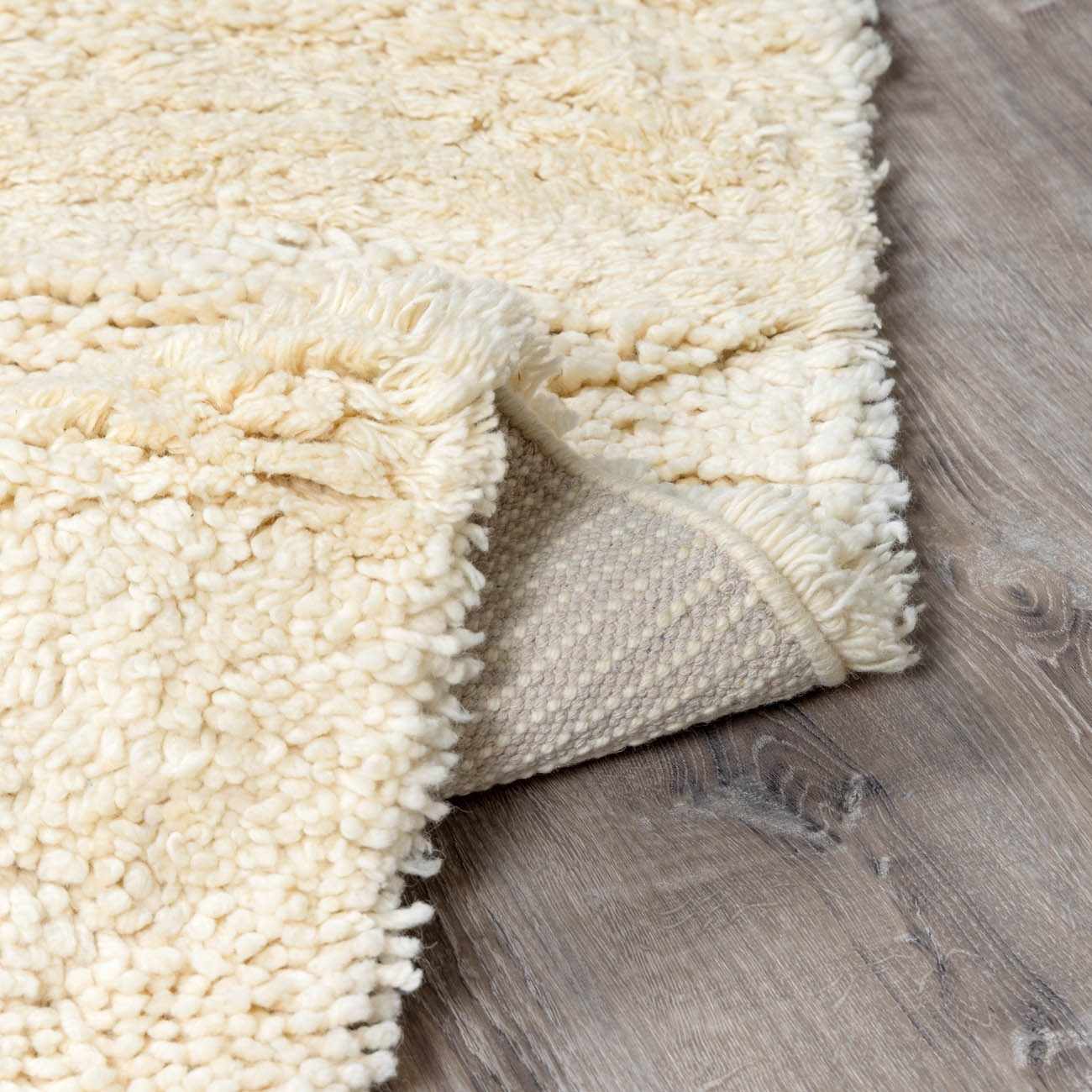 Kettering Solid Cream Wool Shag Rug - Image 6