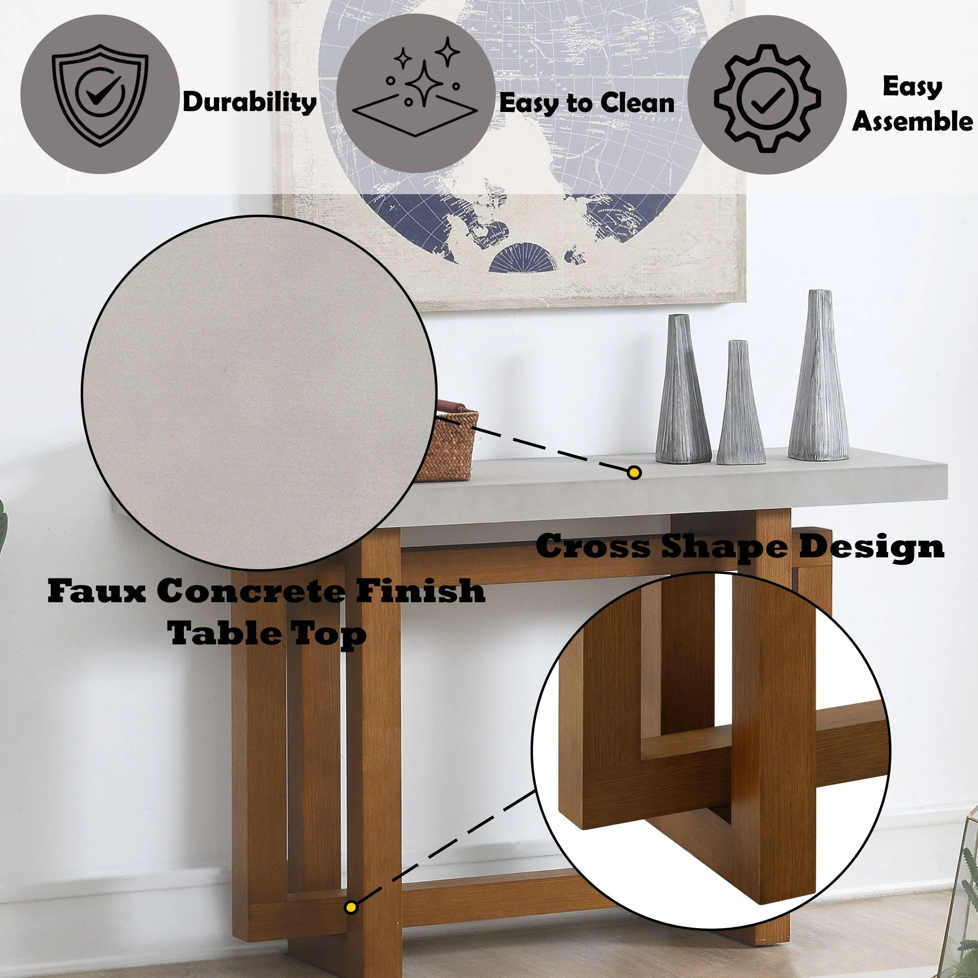 Keven - Faux Concrete Top Table - Image 11