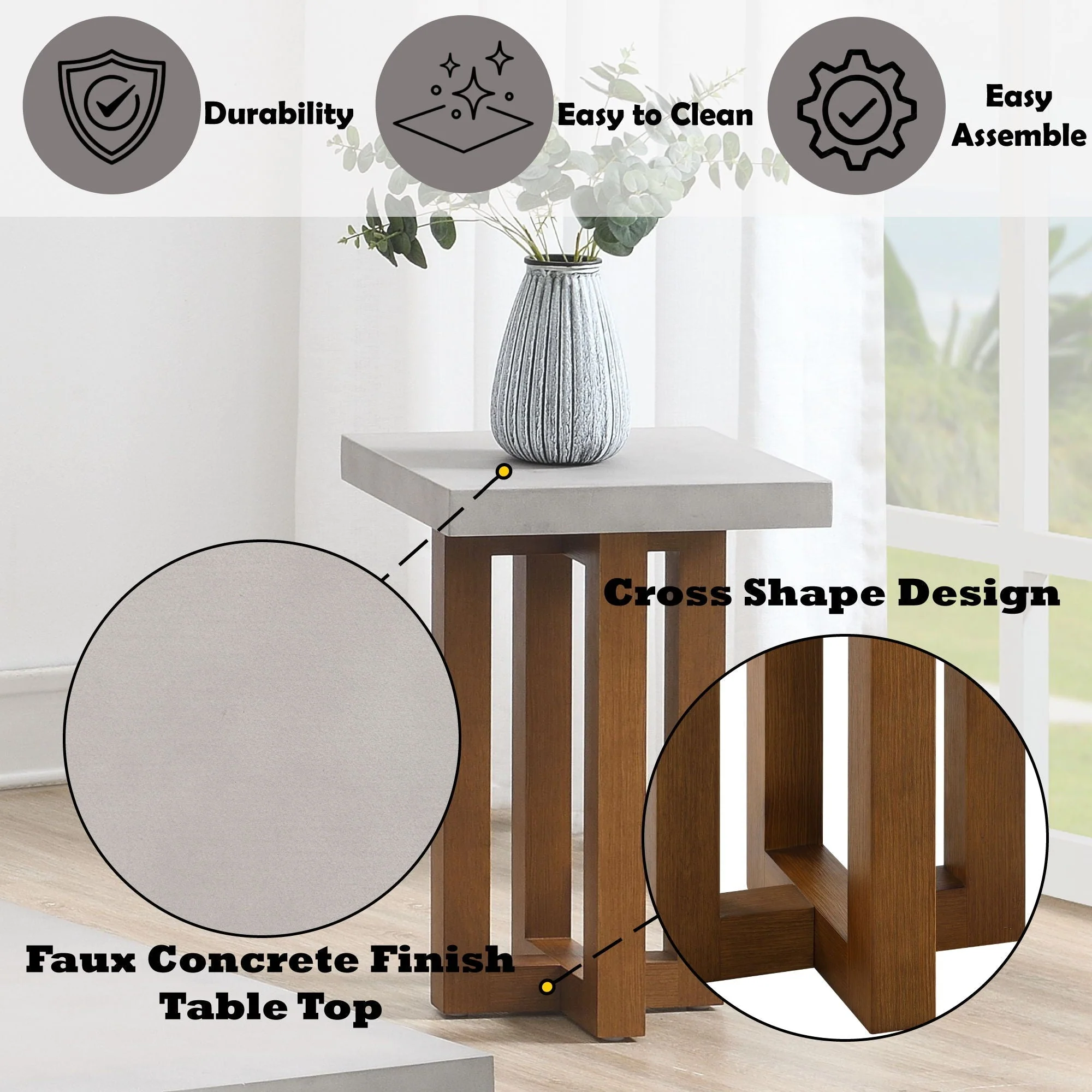 Keven - Faux Concrete Top Table - Image 6