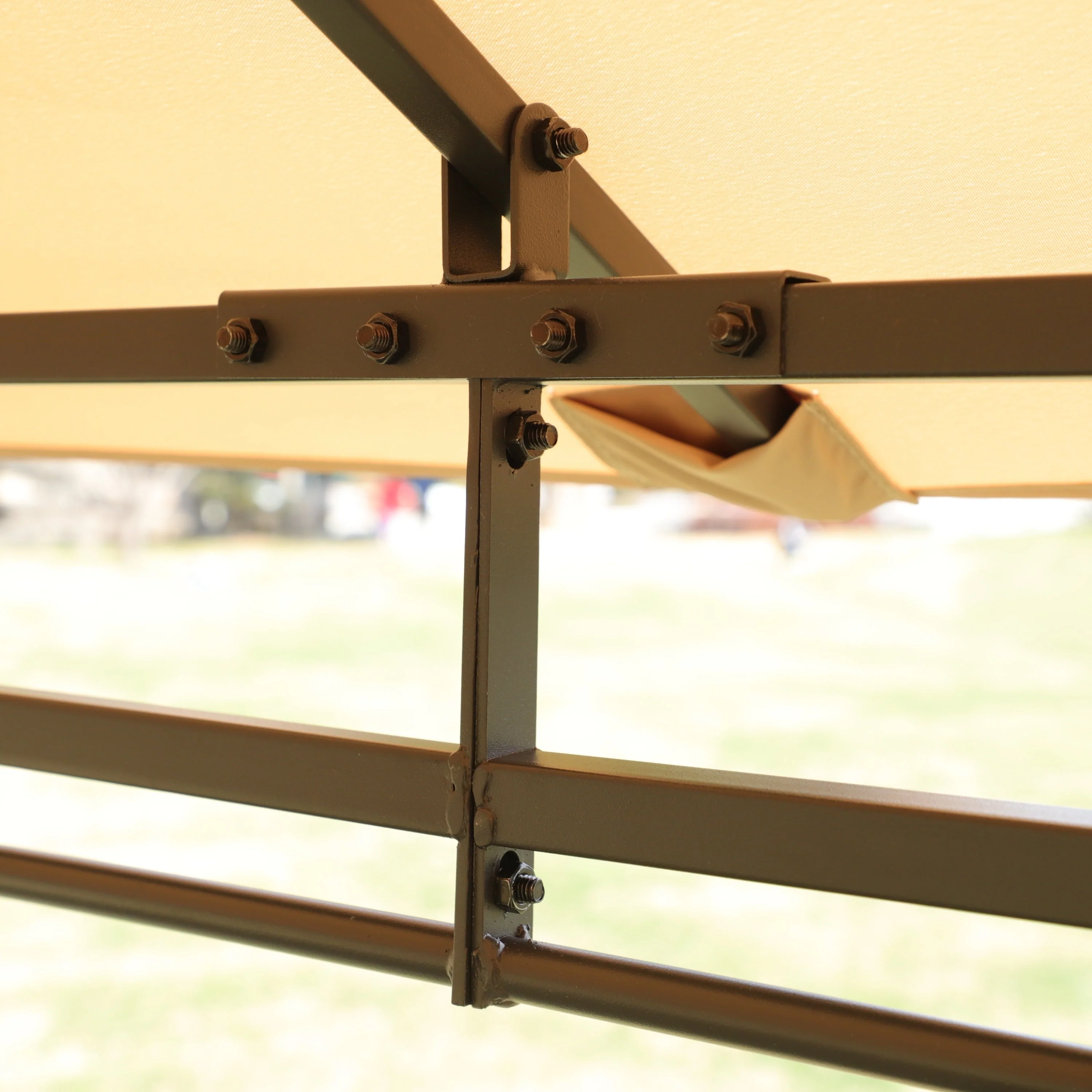 Khaki Outdoor Patio Gazebo Canopy Tent with Ventilated Double Roof and Mosquito Net, 13x10 Ft - Image 11