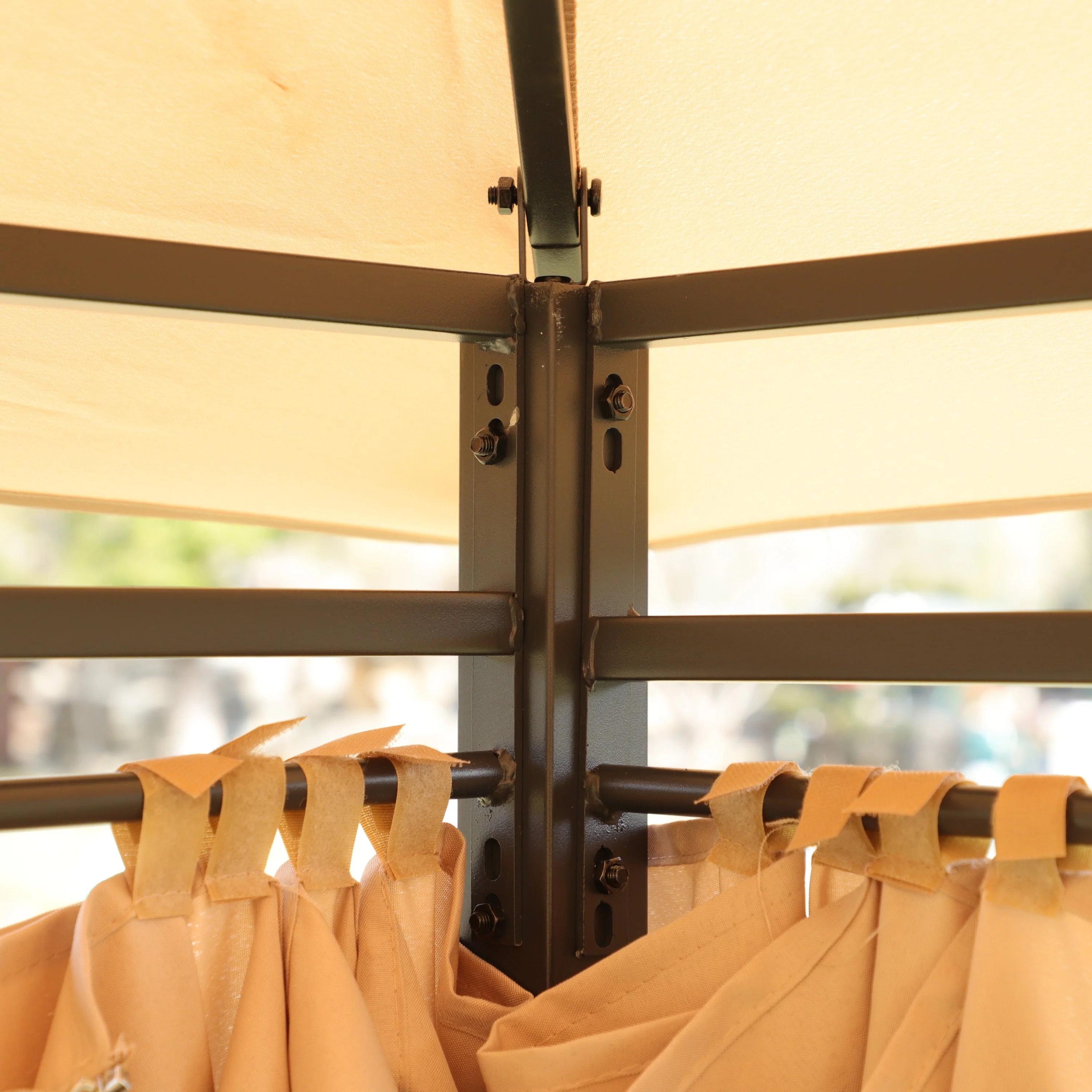 Khaki Outdoor Patio Gazebo Canopy Tent with Ventilated Double Roof and Mosquito Net, 13x10 Ft - Image 13