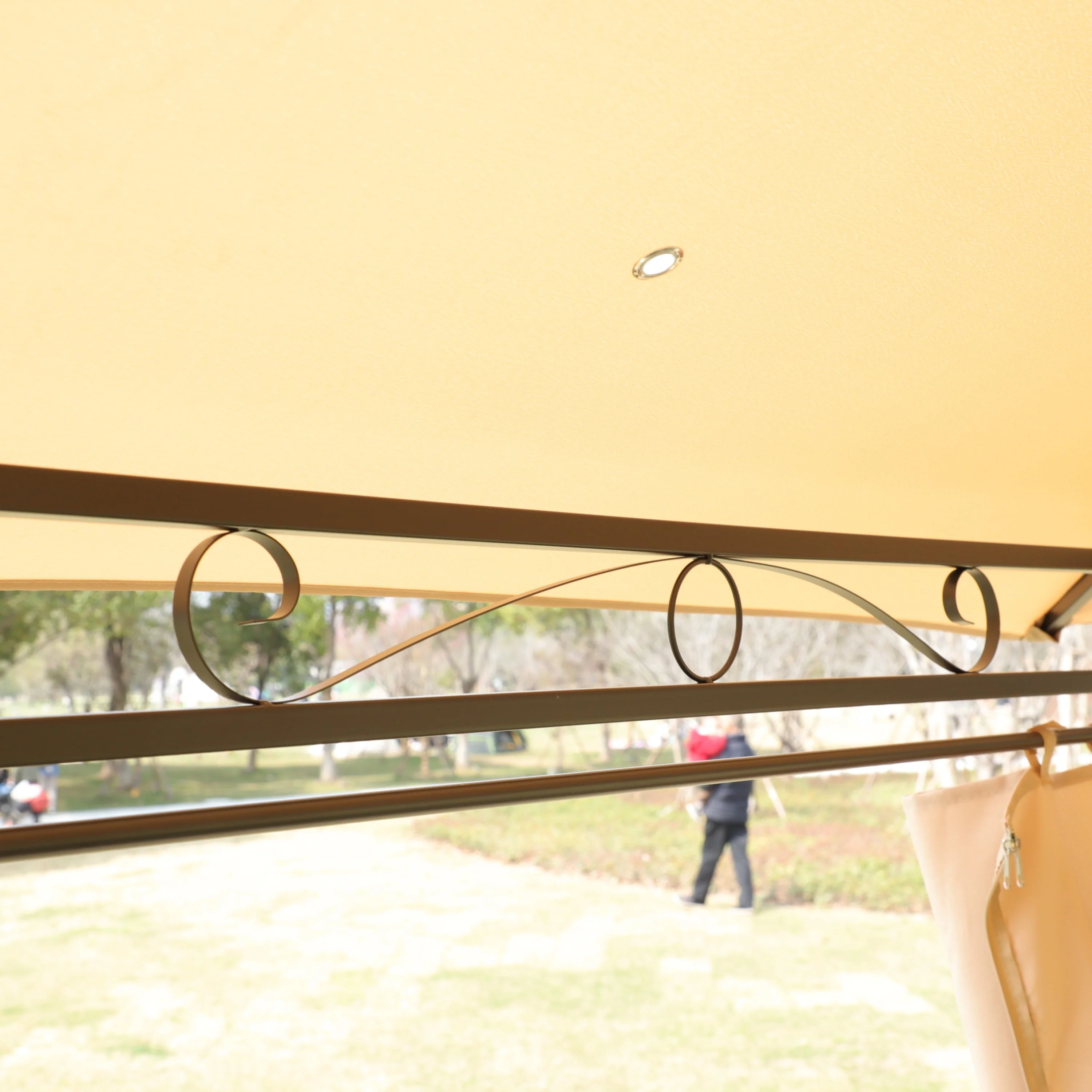 Khaki Outdoor Patio Gazebo Canopy Tent with Ventilated Double Roof and Mosquito Net, 13x10 Ft - Image 15
