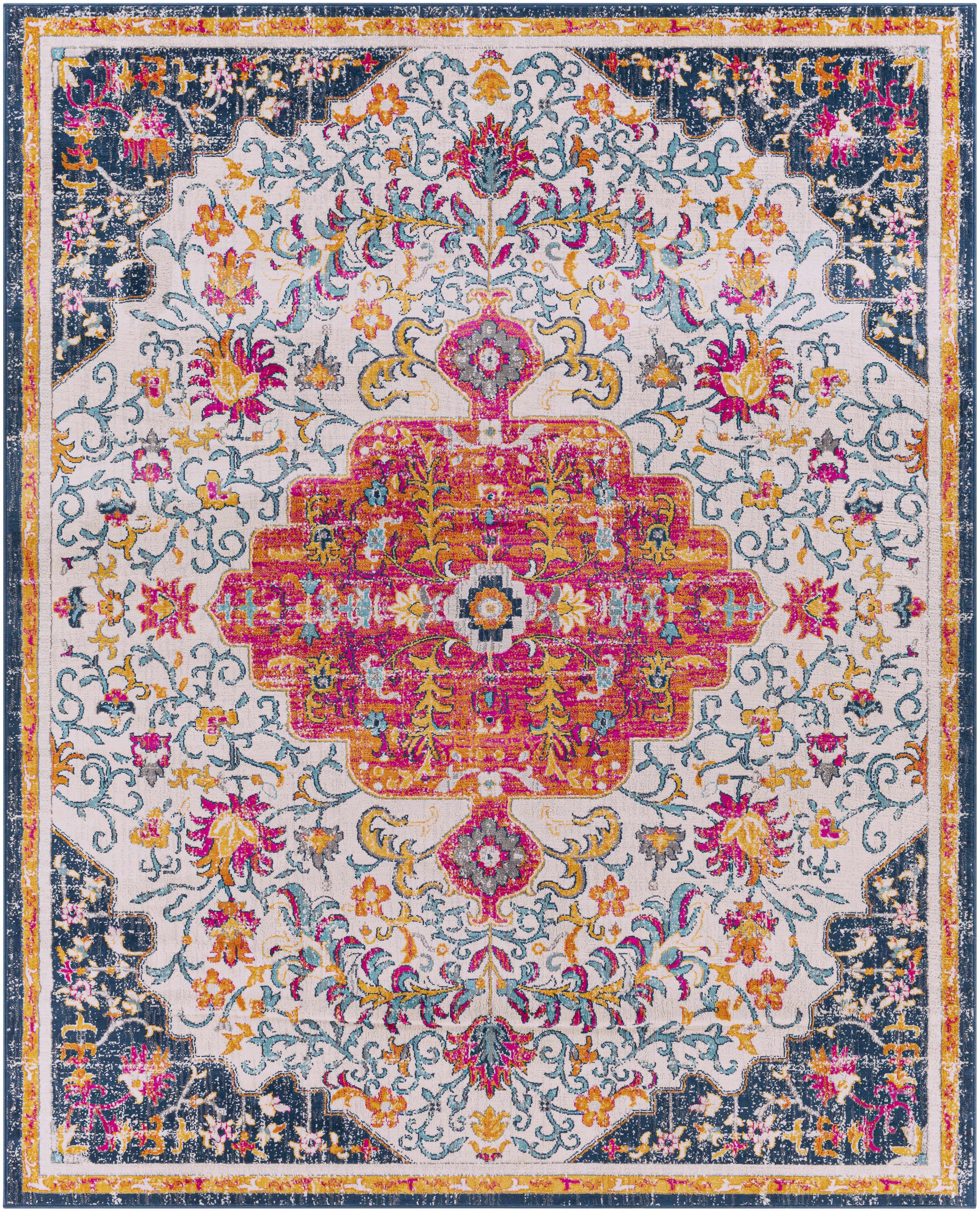 Kialla Magenta & Burnt Orange Area Rug - Image 10