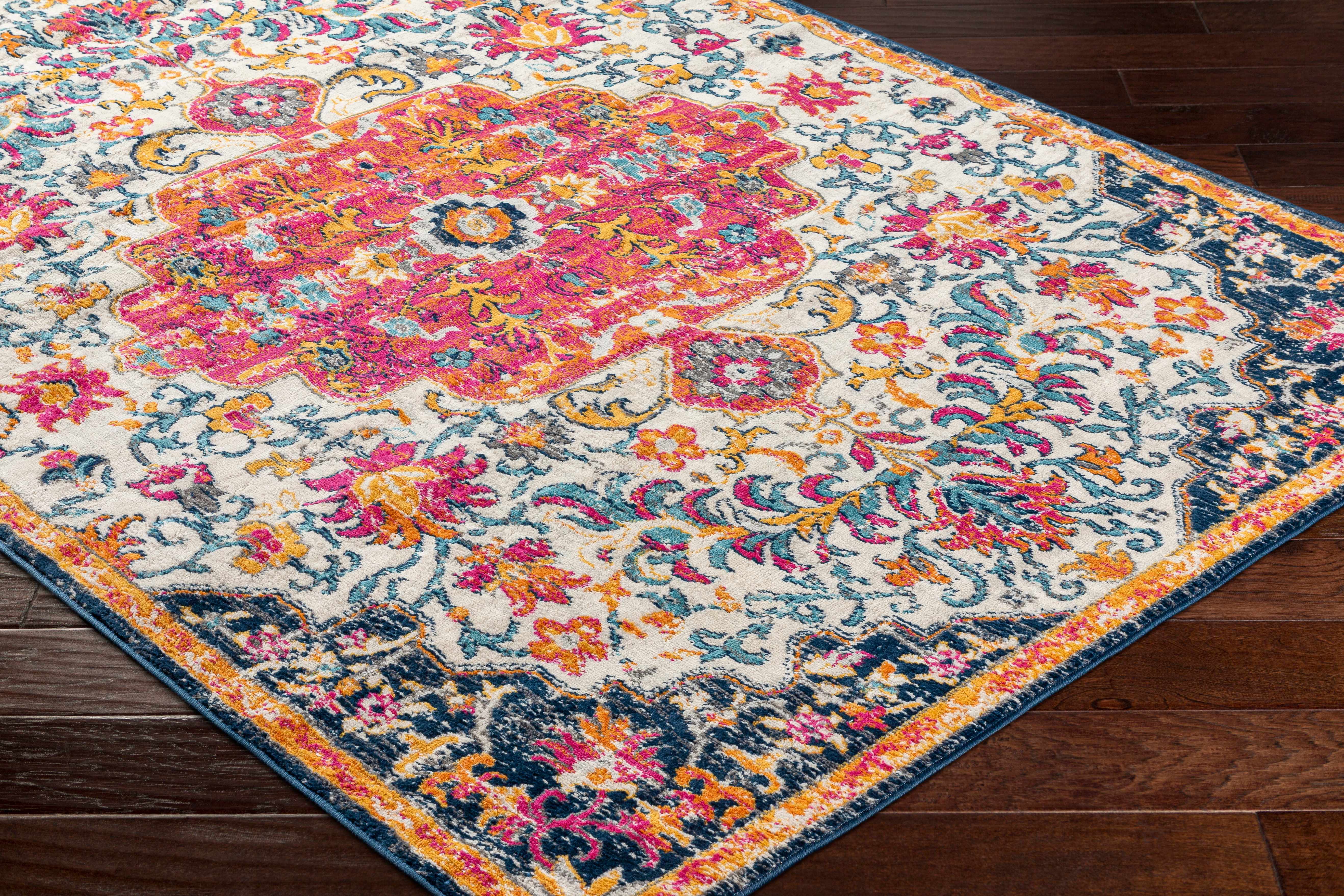 Kialla Magenta & Burnt Orange Area Rug - Image 11