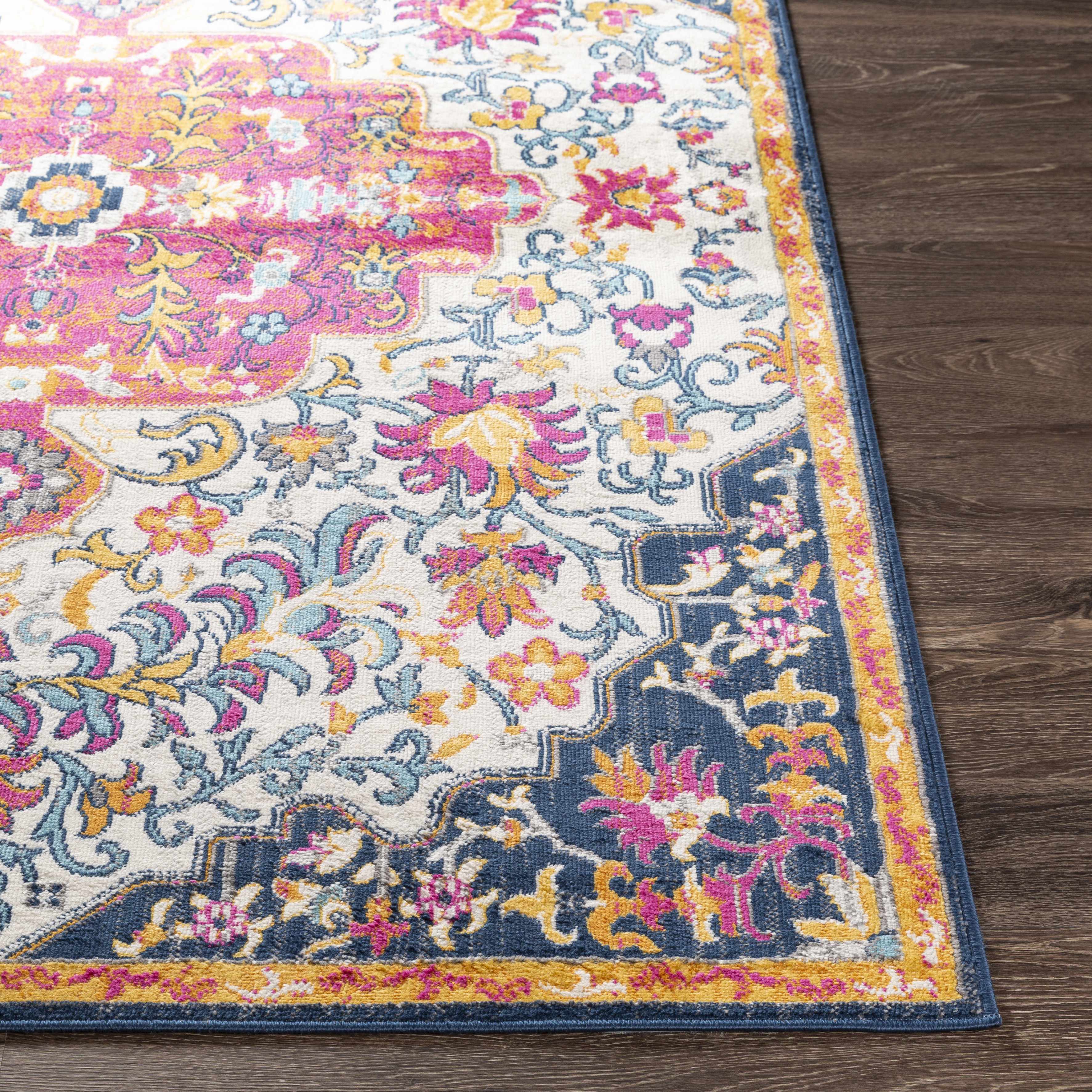 Kialla Magenta & Burnt Orange Area Rug - Image 4