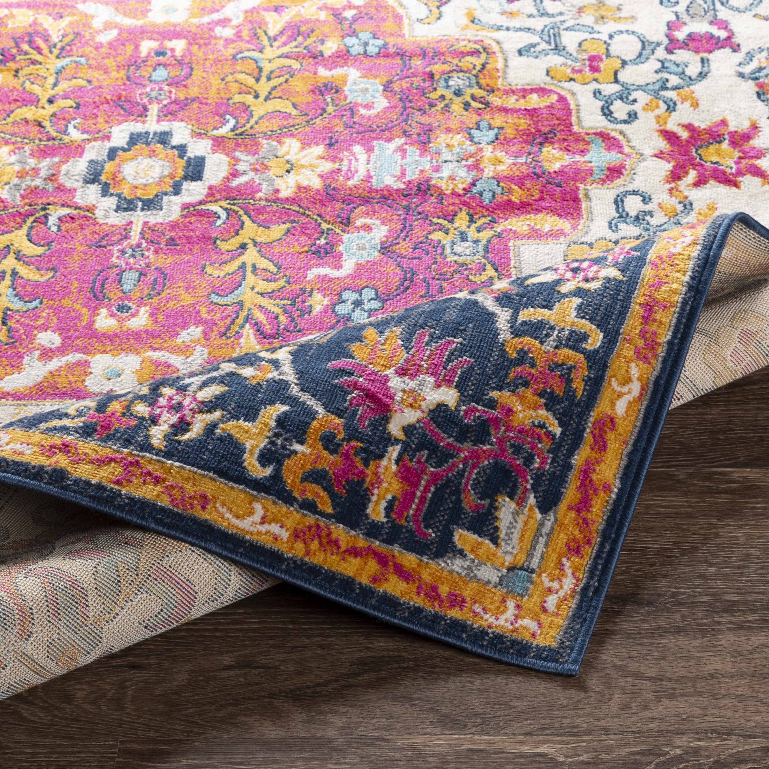 Kialla Magenta & Burnt Orange Area Rug - Image 5