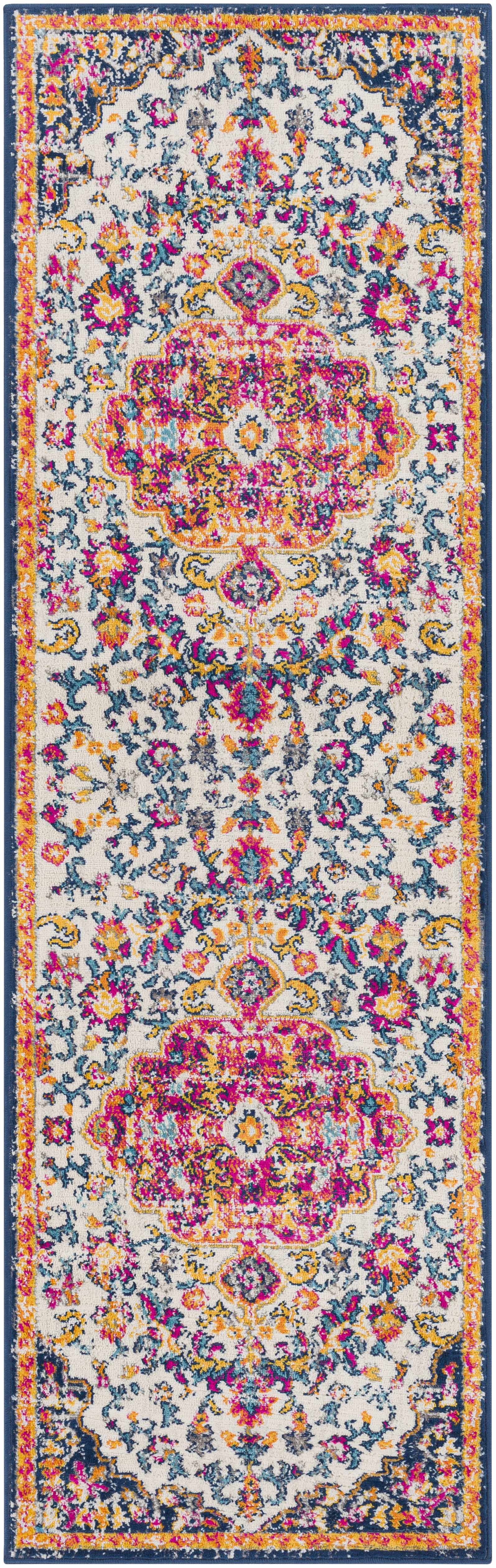 Kialla Magenta & Burnt Orange Area Rug - Image 7