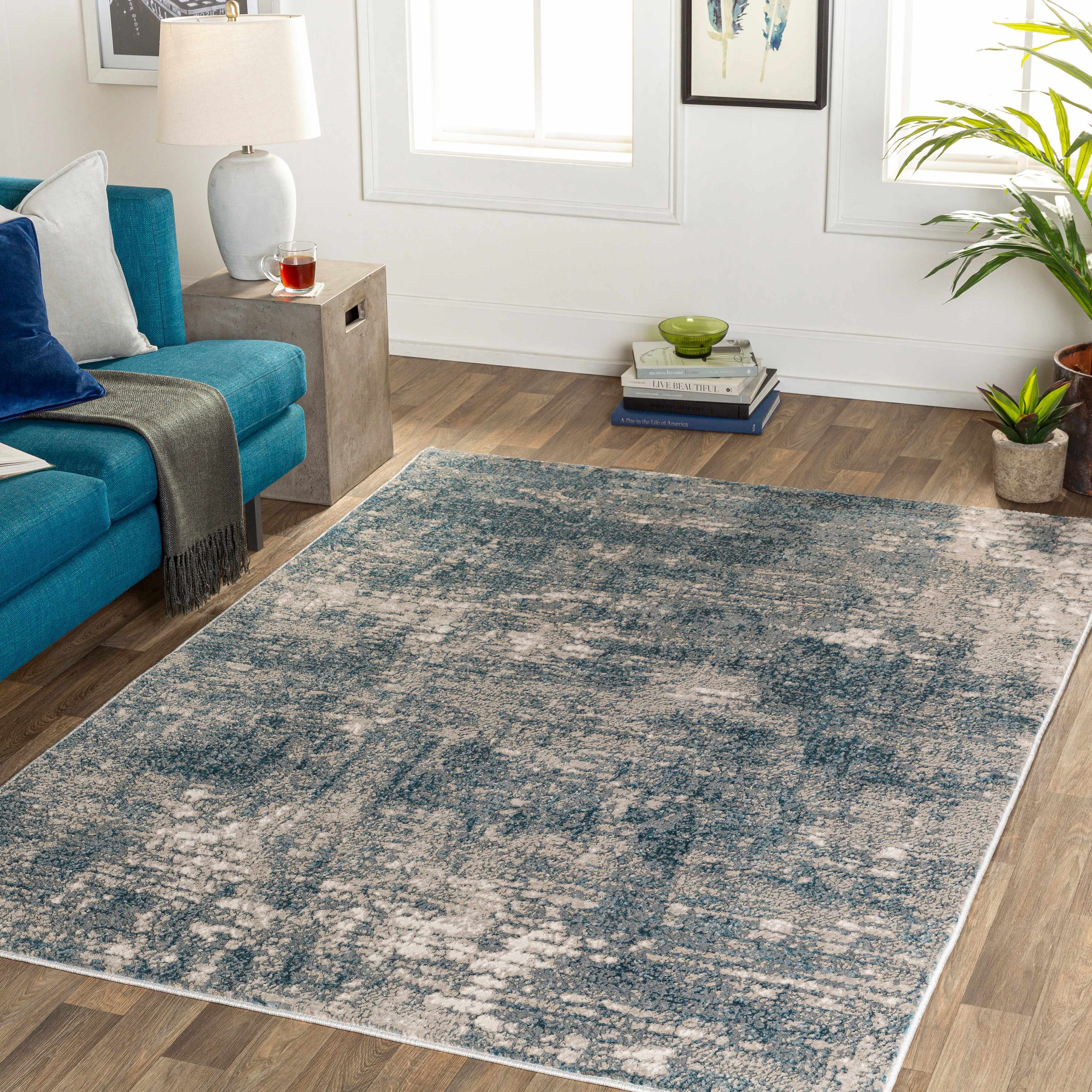 Kiblawan Teal Abstract Area Rug - Clearance - Image 2