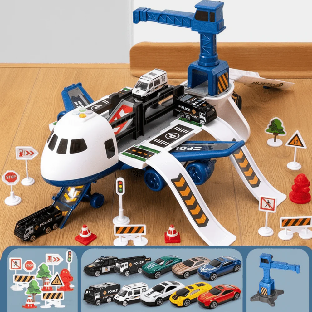 Kids Airplane Toy Play Set with Vehicles Airport Role Play Toys 3+ - Image 2
