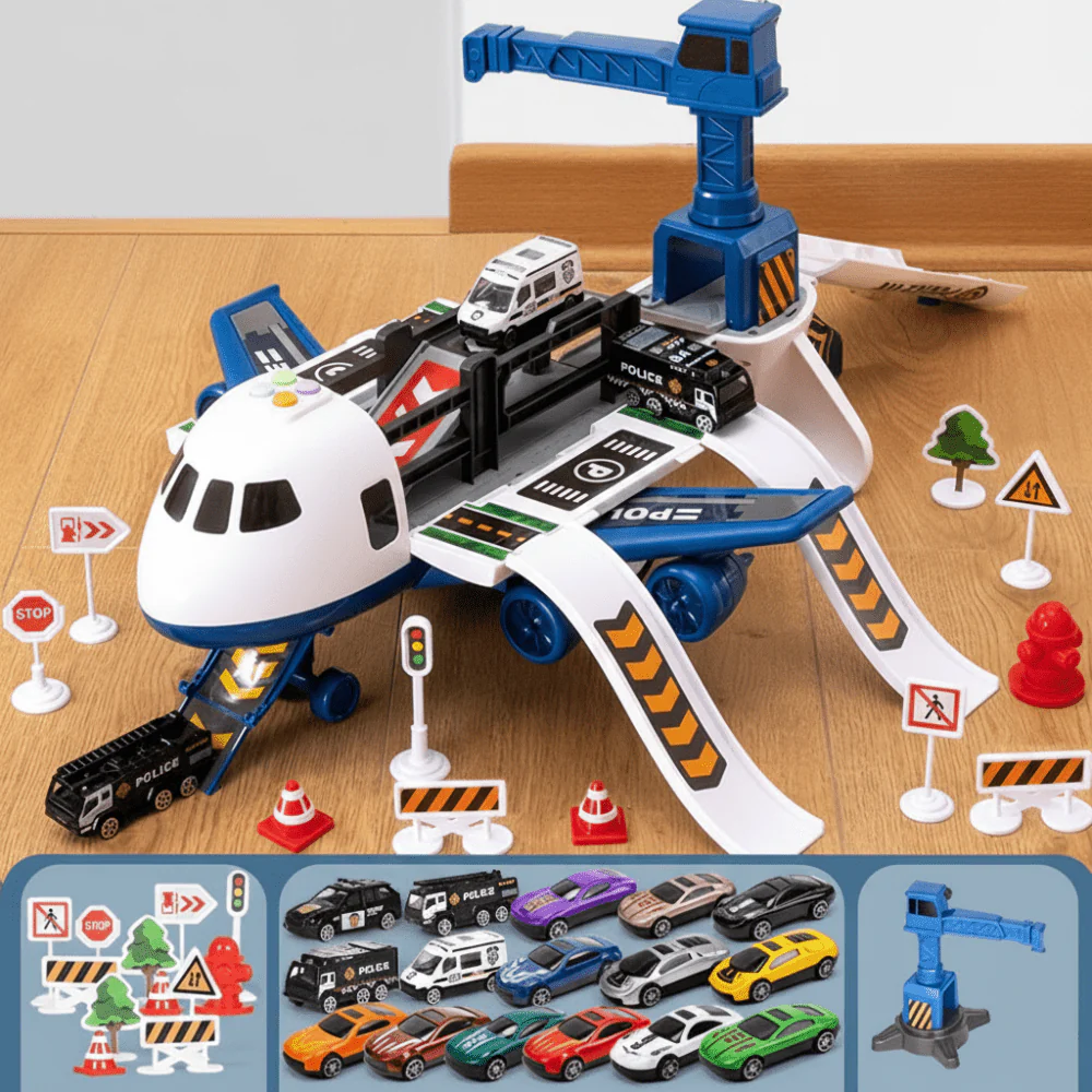 Kids Airplane Toy Play Set with Vehicles Airport Role Play Toys 3+ - Image 3