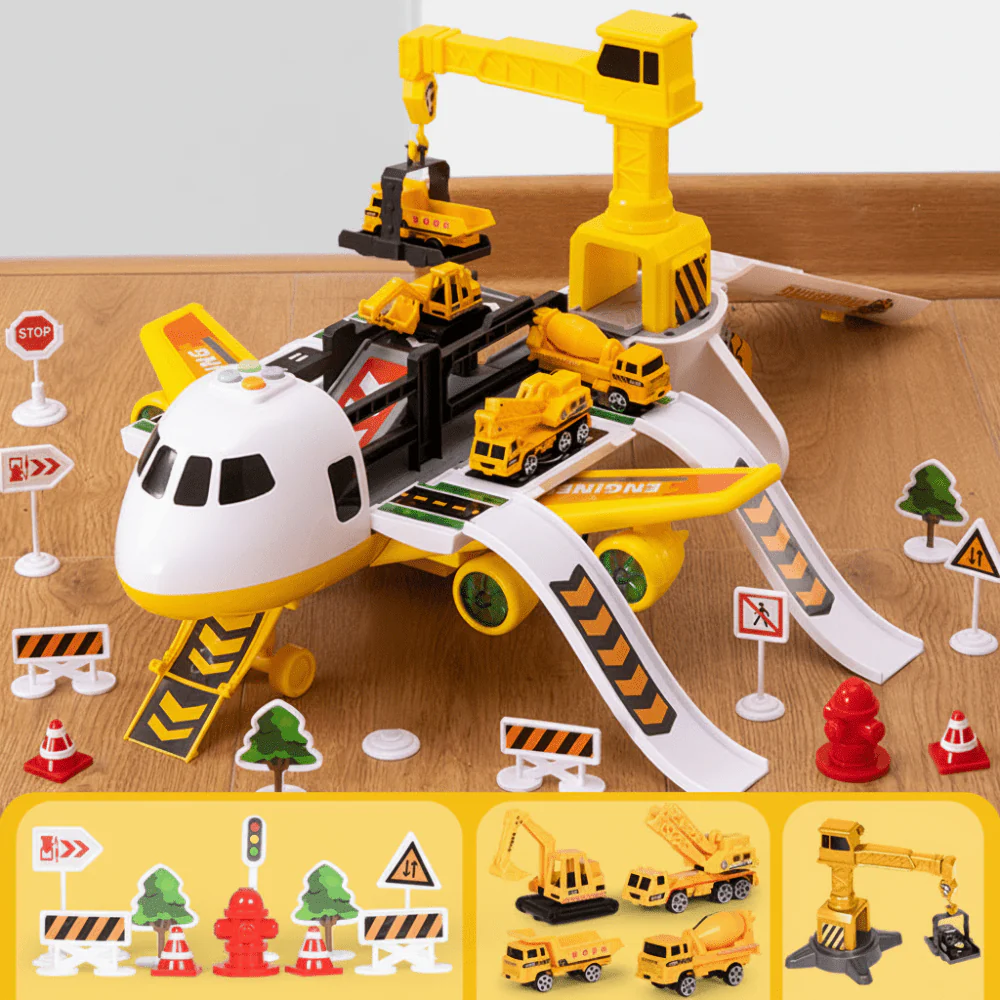 Kids Airplane Toy Play Set with Vehicles Airport Role Play Toys 3+ - Image 4