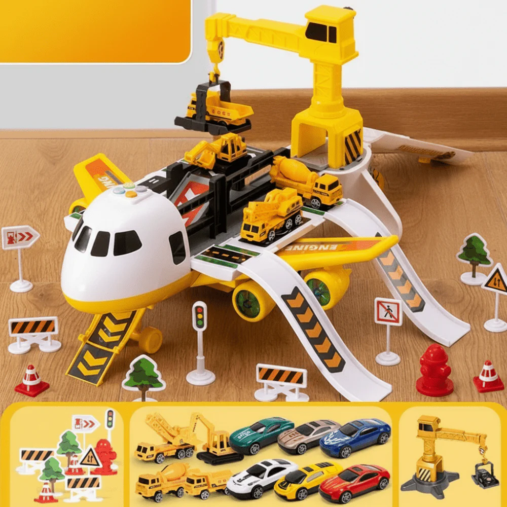 Kids Airplane Toy Play Set with Vehicles Airport Role Play Toys 3+ - Image 5