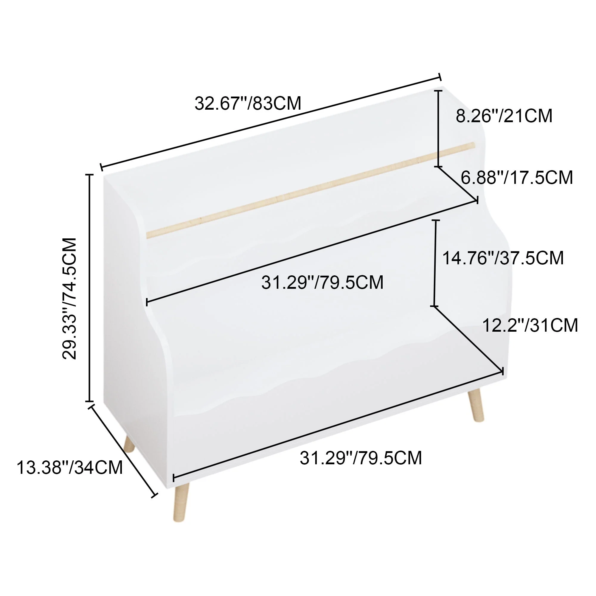 Kids Bookcase, Children Book Organizer Toy Storage Cabinet - White - Image 4