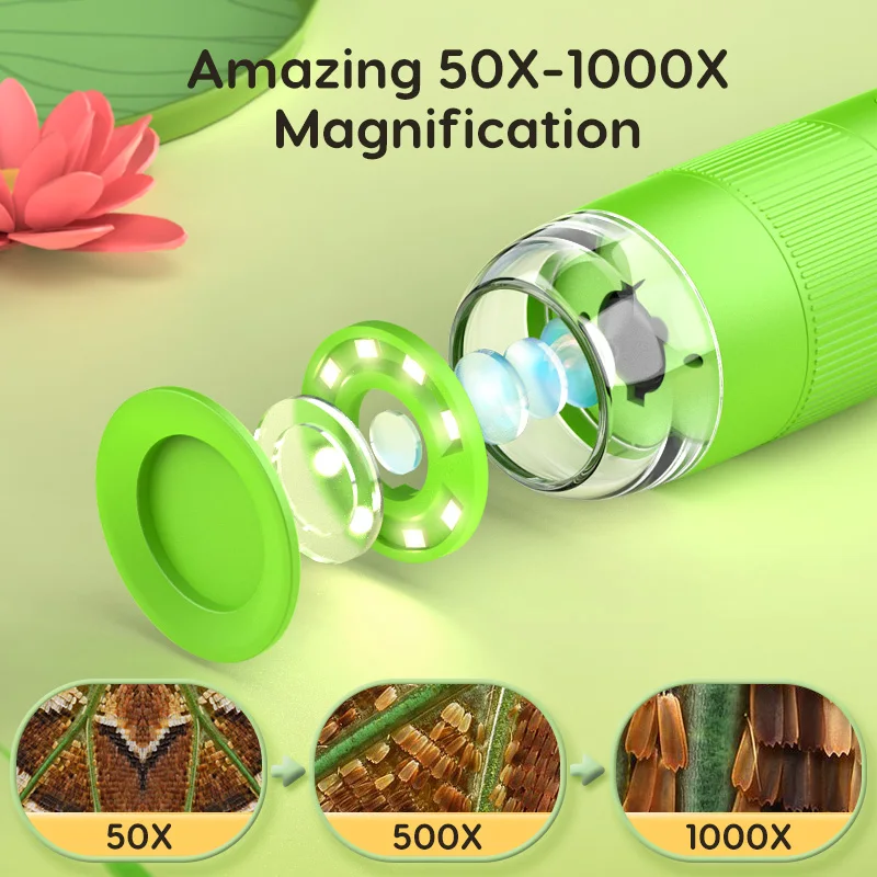Kids Digital Microscope 1000X Handheld Microscope with LED Lights USB - Image 3