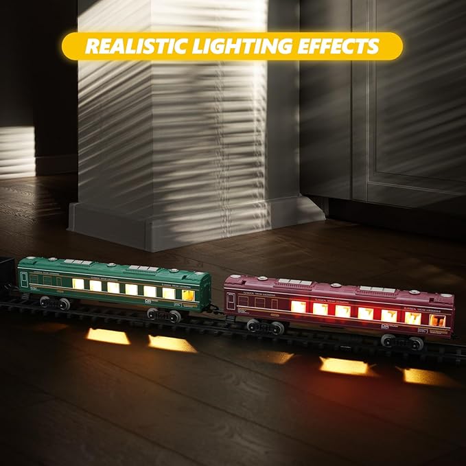Kids Electric Train Set with Steam Smoke Lights Sounds Battery Powered - Image 3