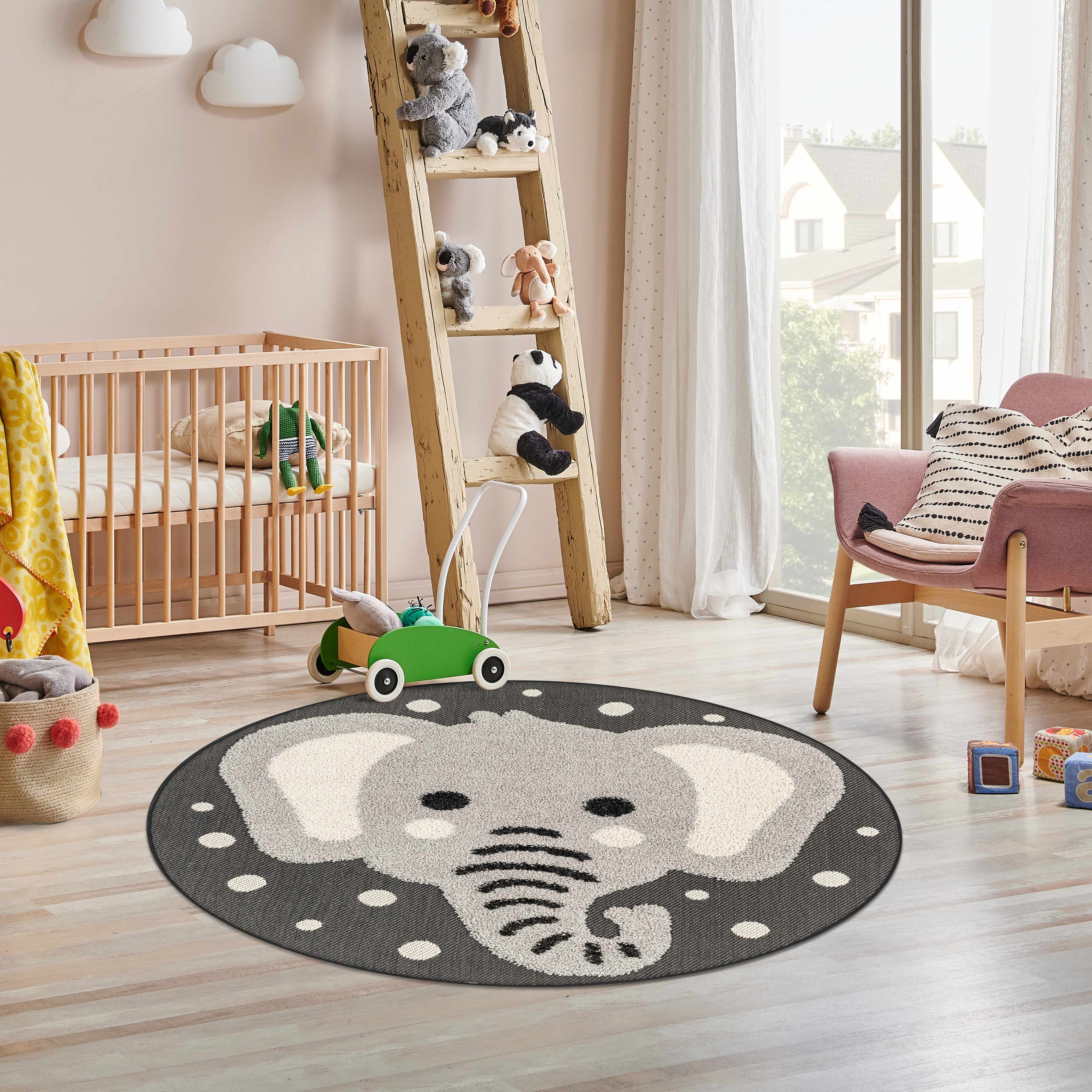 Kids Elephant Animal Print Nursery Area Rug - Clearance - Image 2