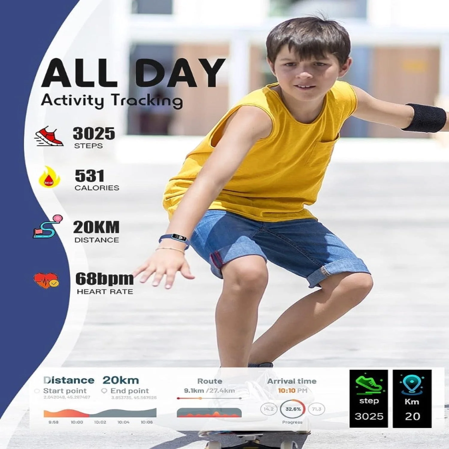 Kids Fitness Tracker Smartwatch with Heart Rate GPS Activity Tracker Watch - Image 6