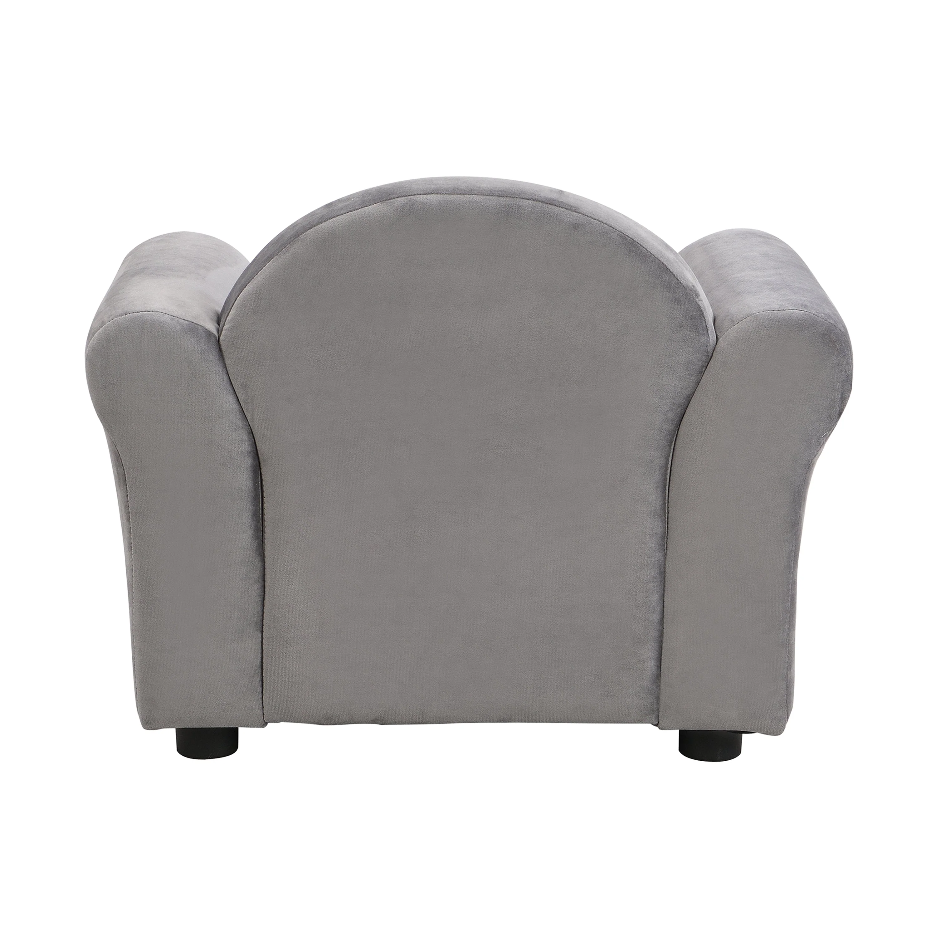 Kids Gray Velvet Upholstered Chair with Ottoman - Image 10
