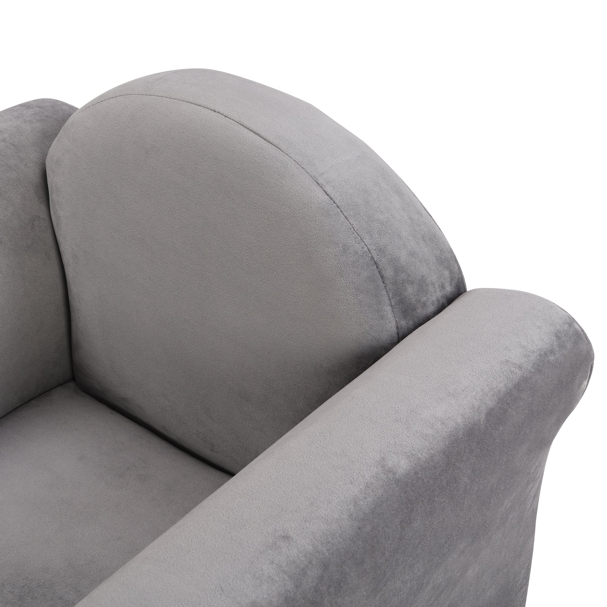 Kids Gray Velvet Upholstered Chair with Ottoman - Image 12