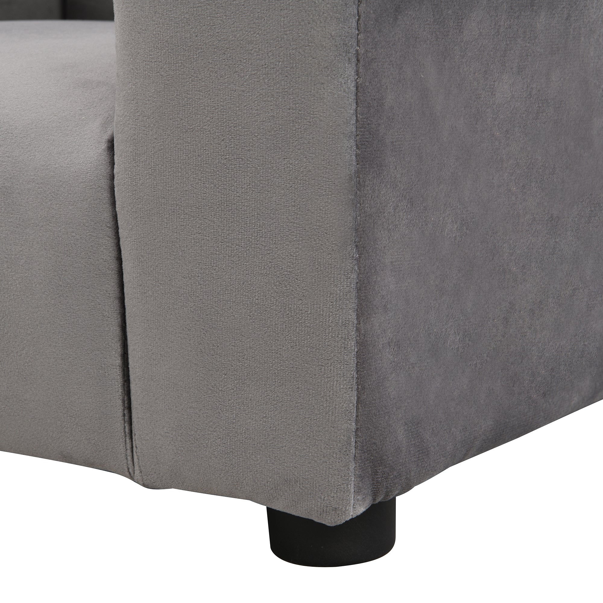 Kids Gray Velvet Upholstered Chair with Ottoman - Image 13