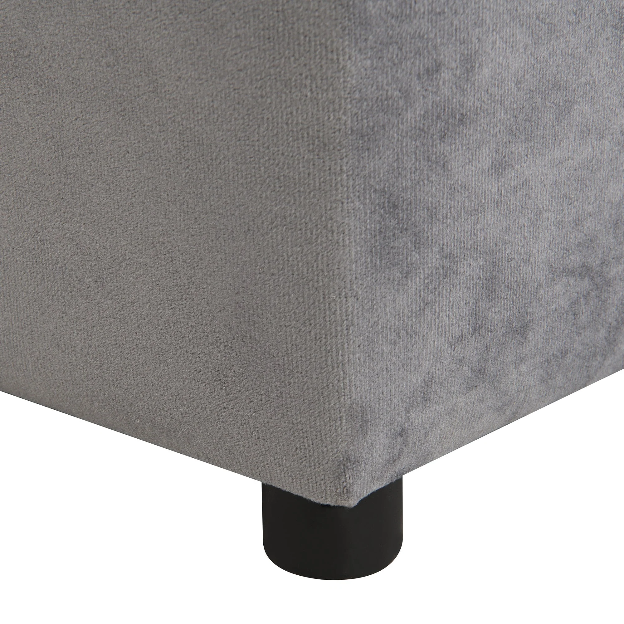 Kids Gray Velvet Upholstered Chair with Ottoman - Image 14