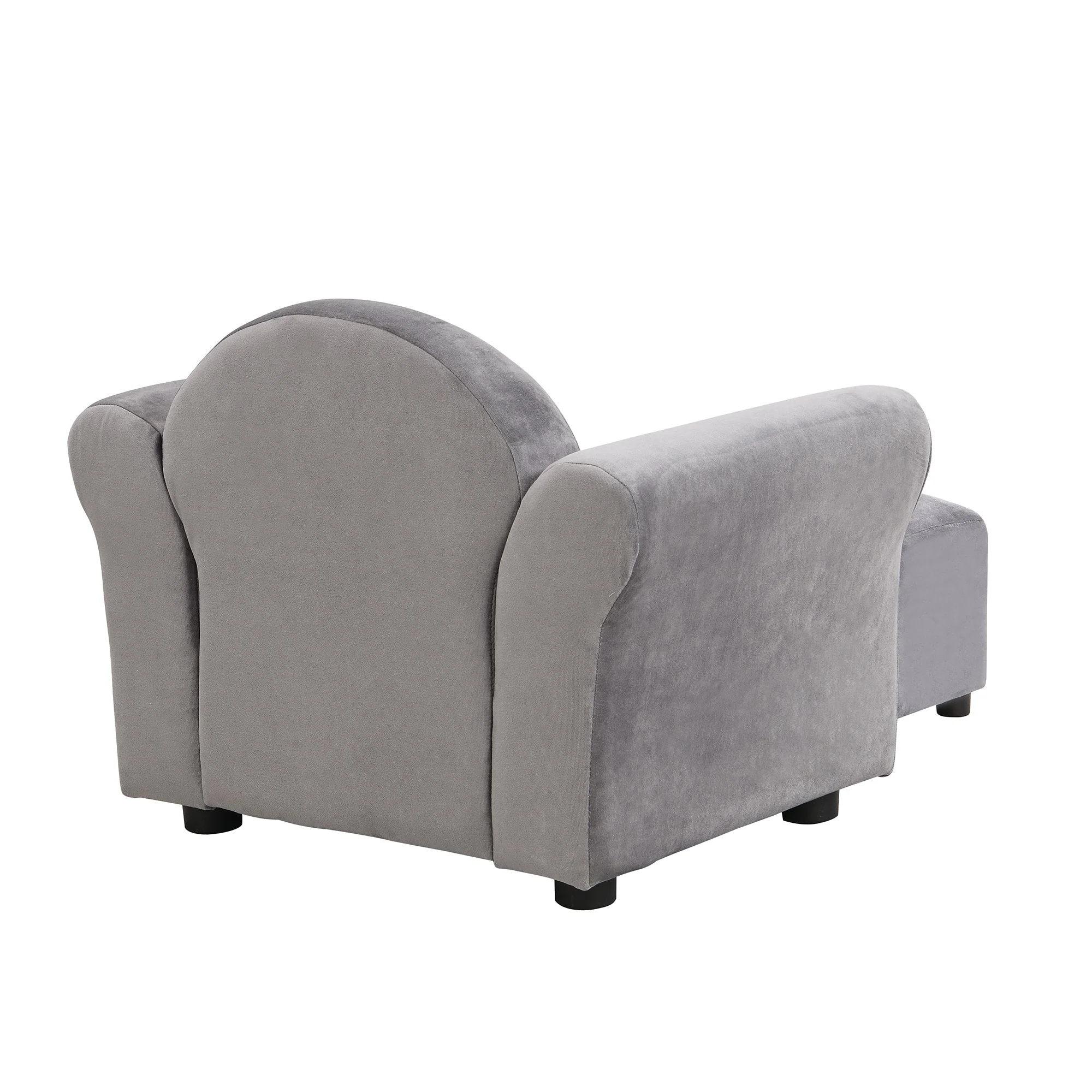 Kids Gray Velvet Upholstered Chair with Ottoman - Image 9