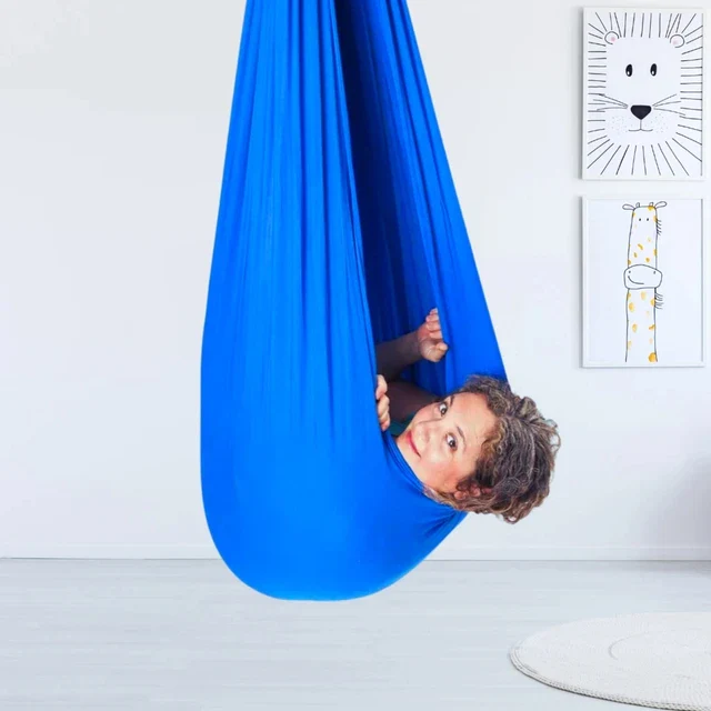 Kids Indoor Sensory Swing Hammock Chair Hanging Cocoon Seat for Playroom - Image 4
