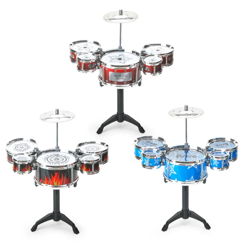 Kids Jazz Drum Set 5 Drum Kit with Cymbal Beginner Musical Toy - Image 2