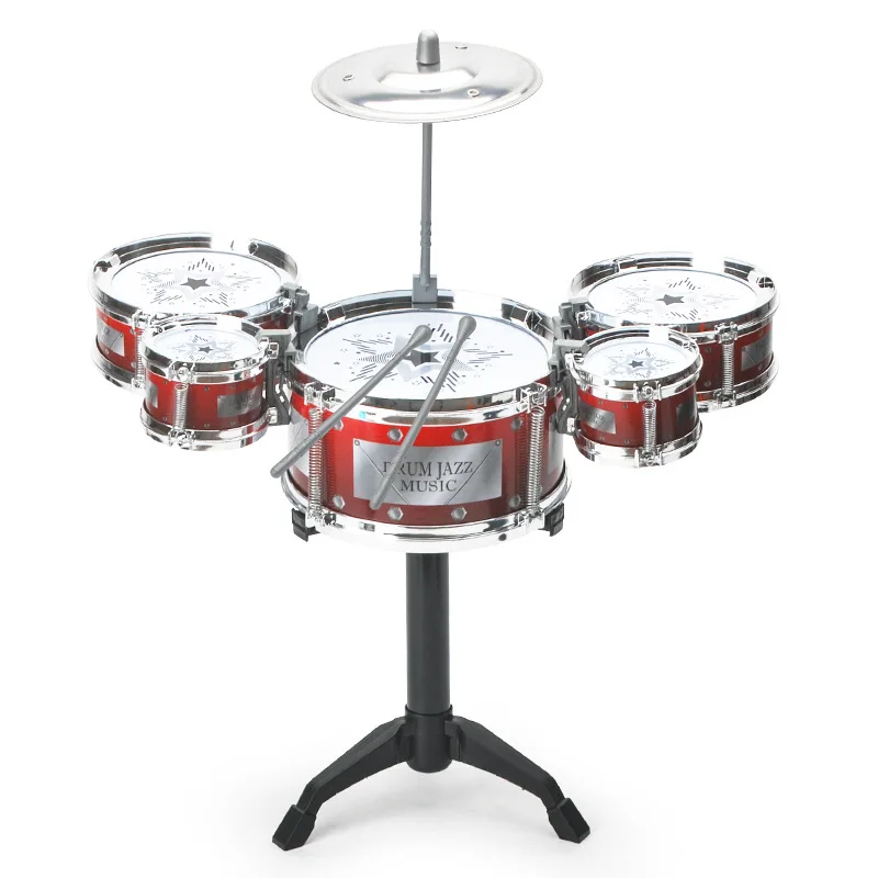 Kids Jazz Drum Set 5 Drum Kit with Cymbal Beginner Musical Toy - Image 5
