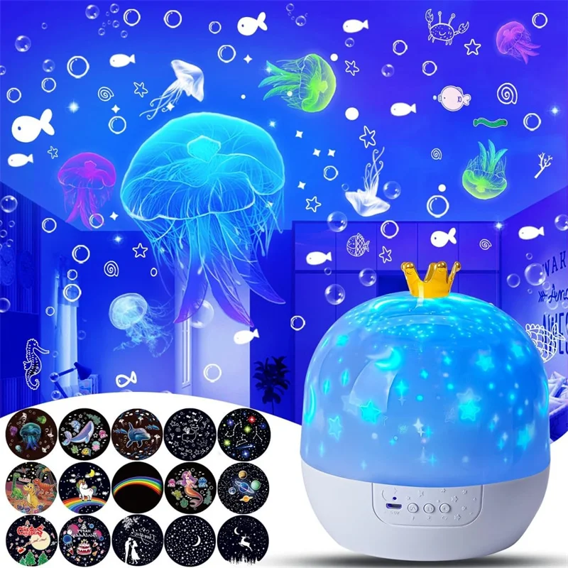 Kids Night Light Projector Star Galaxy 15-Film Rotating Bedroom Gift Lamp - Image 2